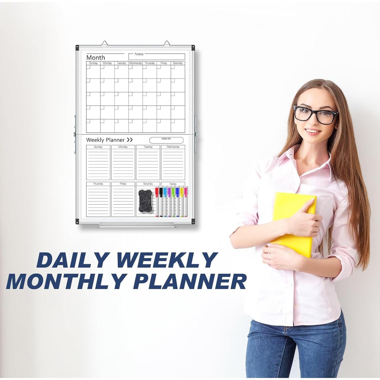 Calendario Magnético Lincia 60 x 40 cm Pizarra Blanca Vertical