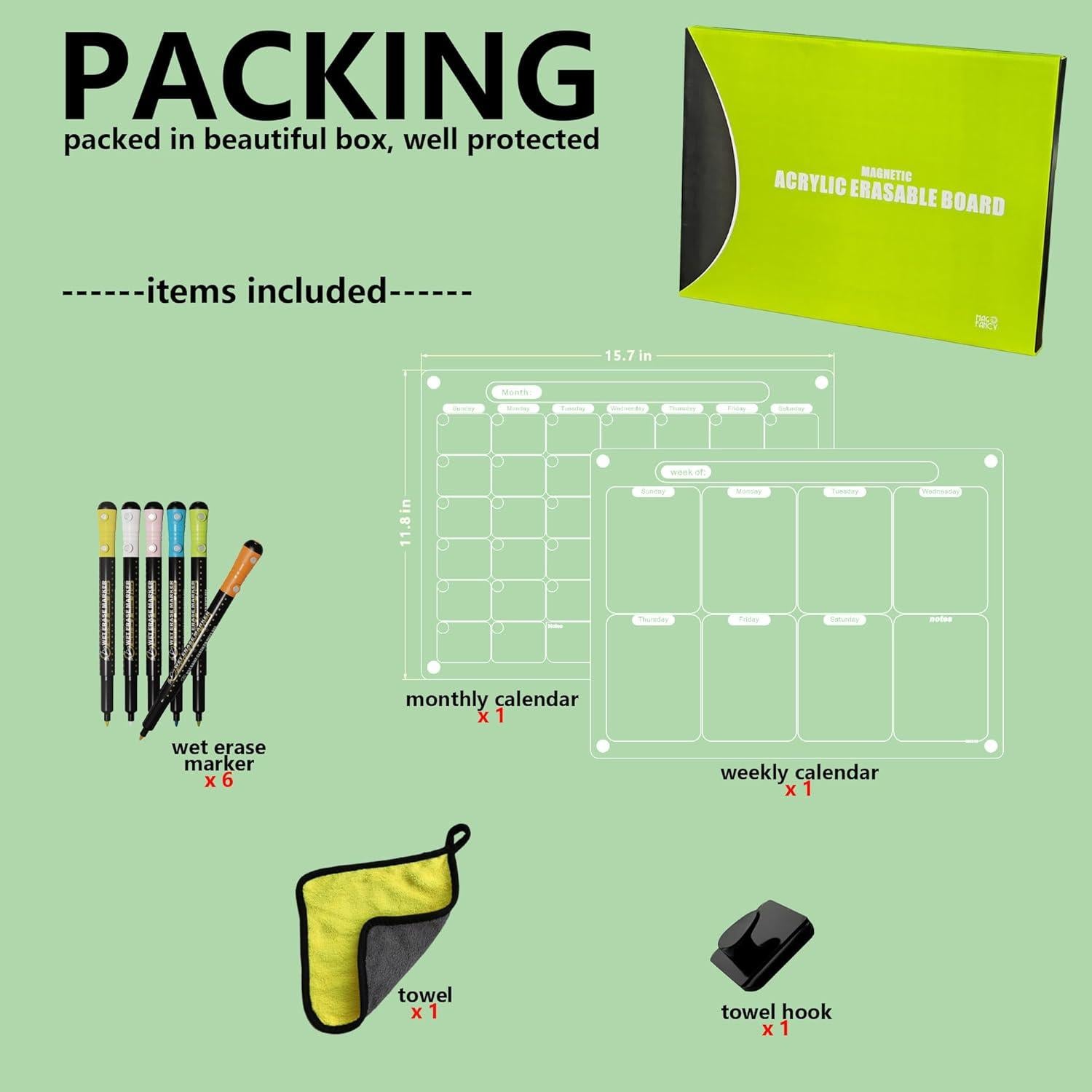 Calendario Magnético Acrílico para Nevera Mag-Fancy 40x30cm