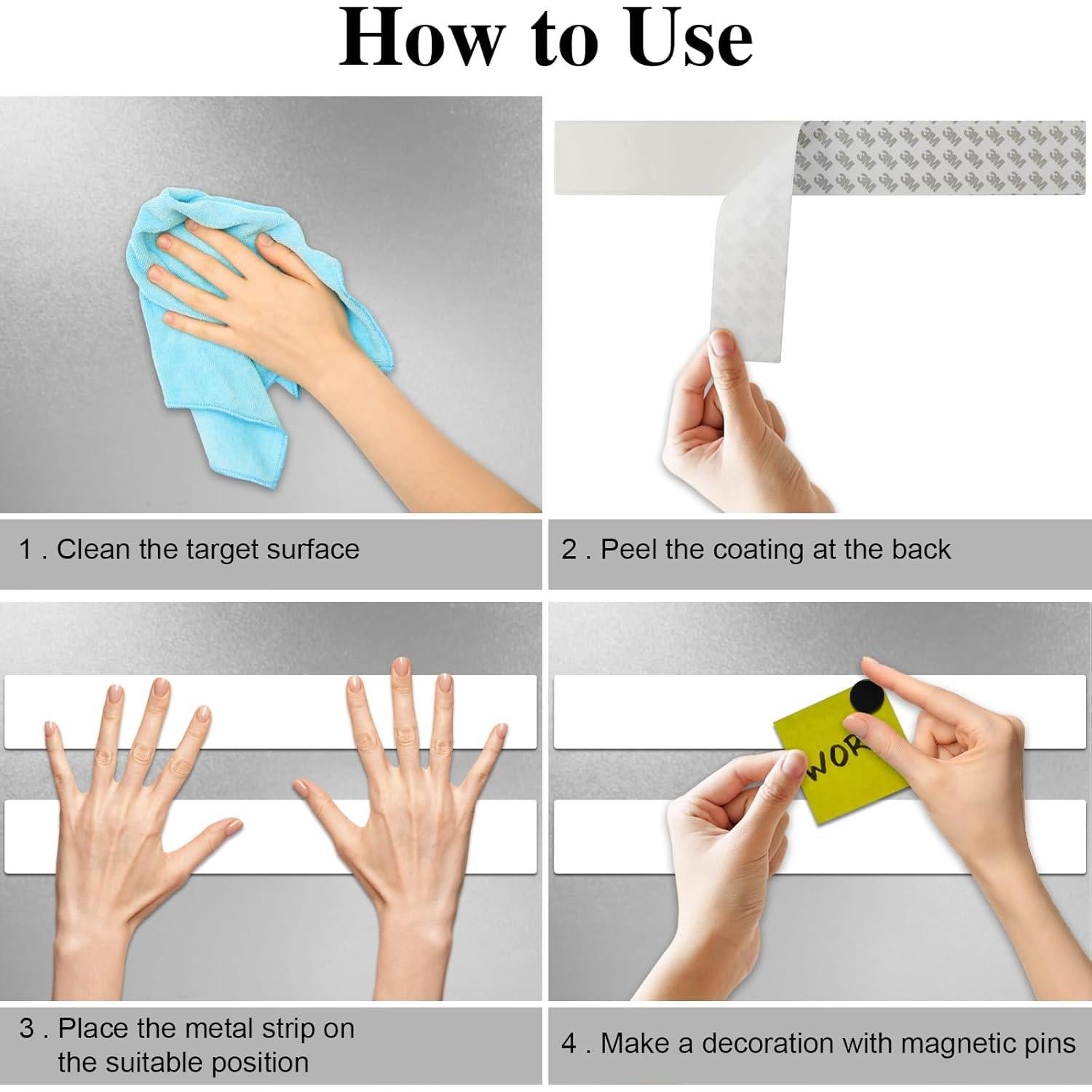 Juego de Tiras Magnéticas Lockways 4 Piezas 5 x 38 cm Blanco