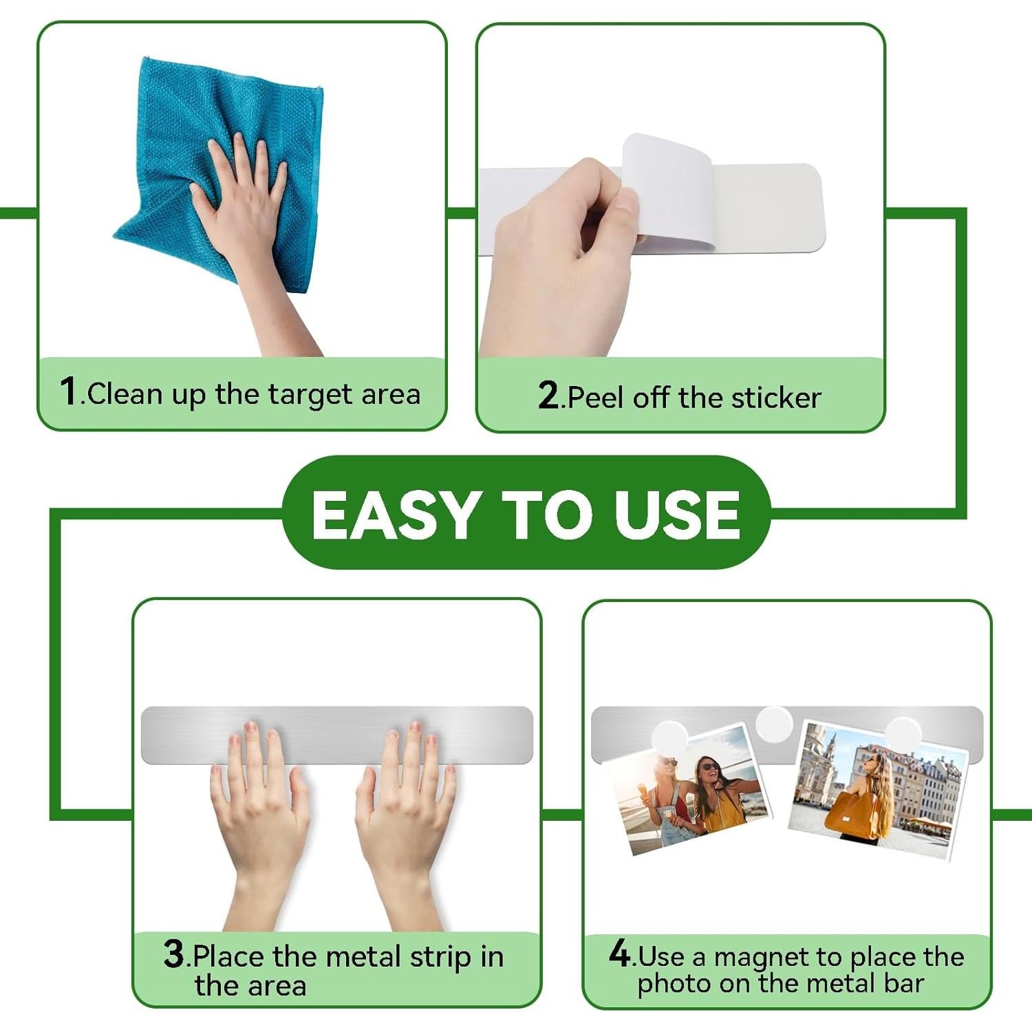 Tablero Magnético ZDZBLX 4 Piezas Adhesivo 30.77x4.77cm