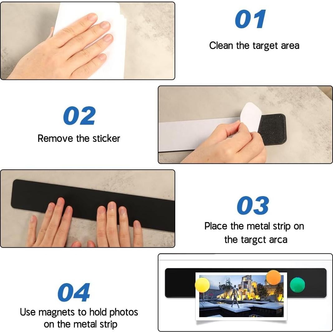 Tiras Magnéticas de Metal LINXIU con Adhesivo 5.08x30.48cm