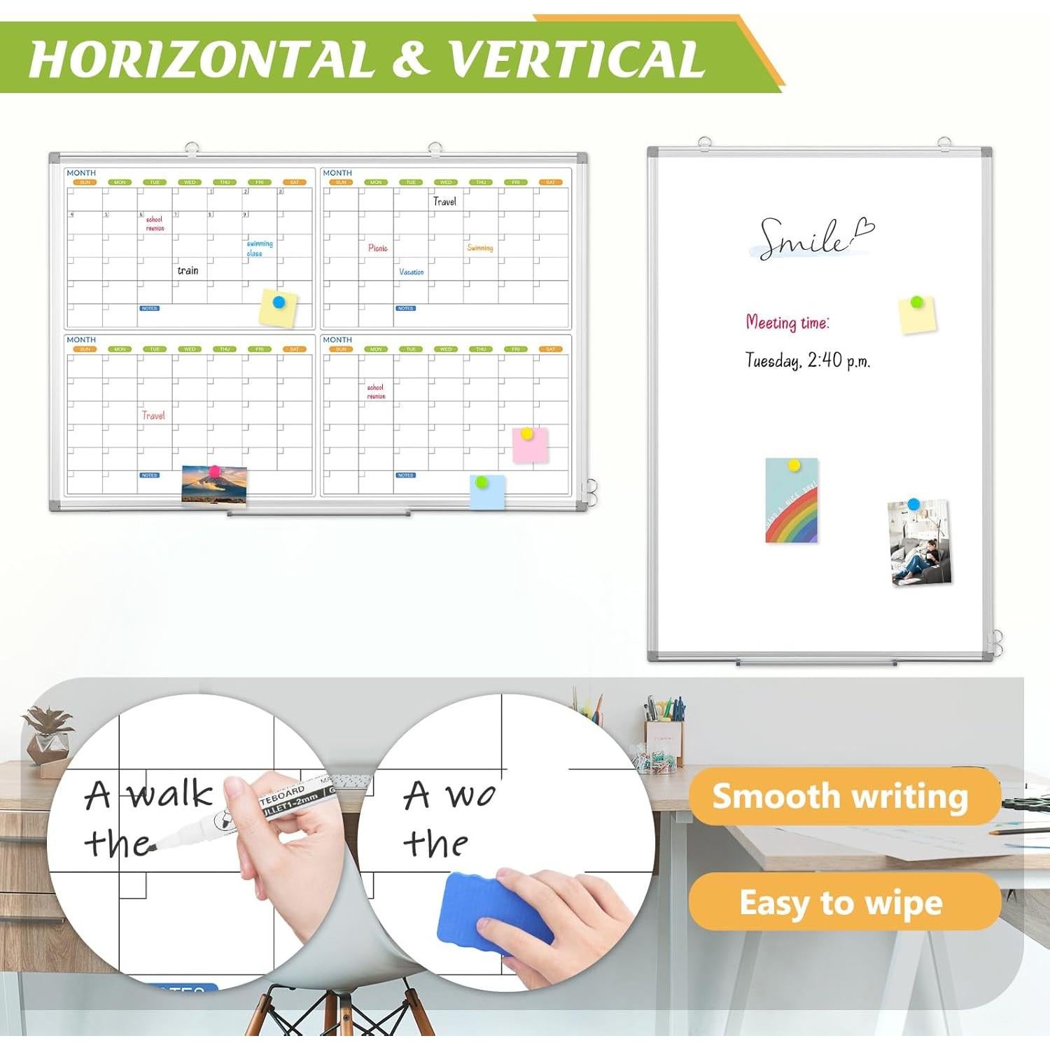 Calendario de Borrado en Seco AMUSIGHT 91.4x61 cm Magnético