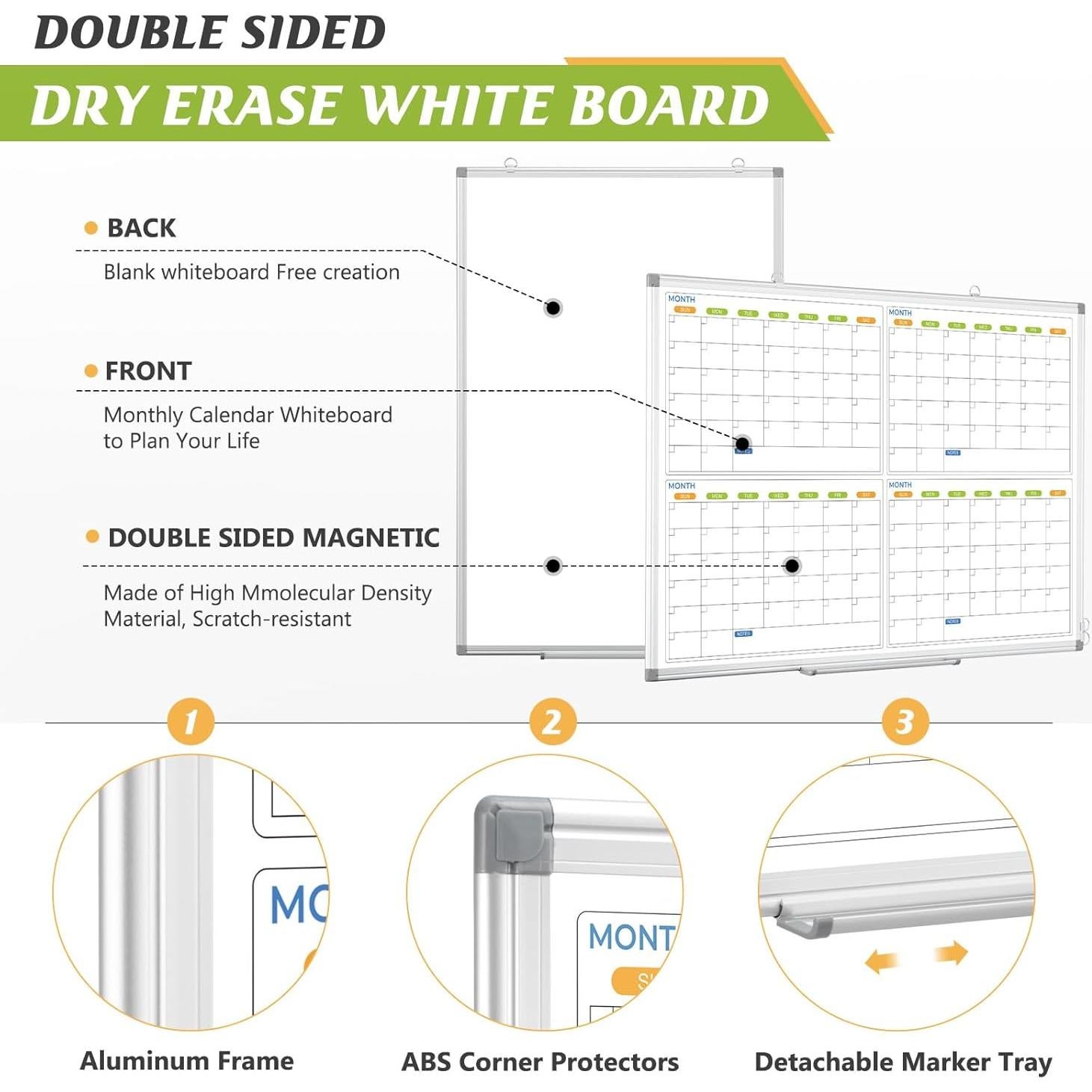 Calendario de Borrado en Seco AMUSIGHT 91.4x61 cm Magnético