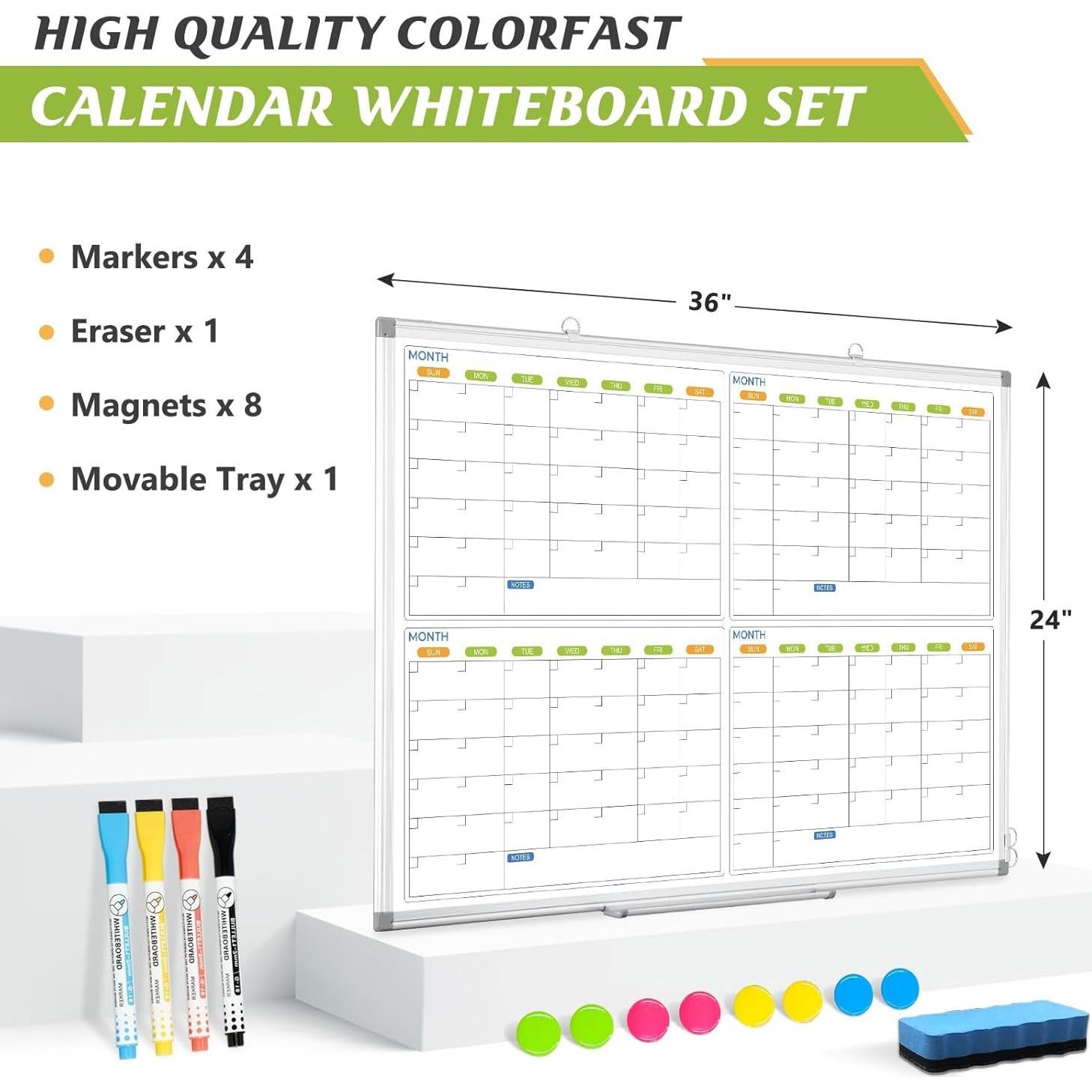 Calendario de Borrado en Seco AMUSIGHT 91.4x61 cm Magnético