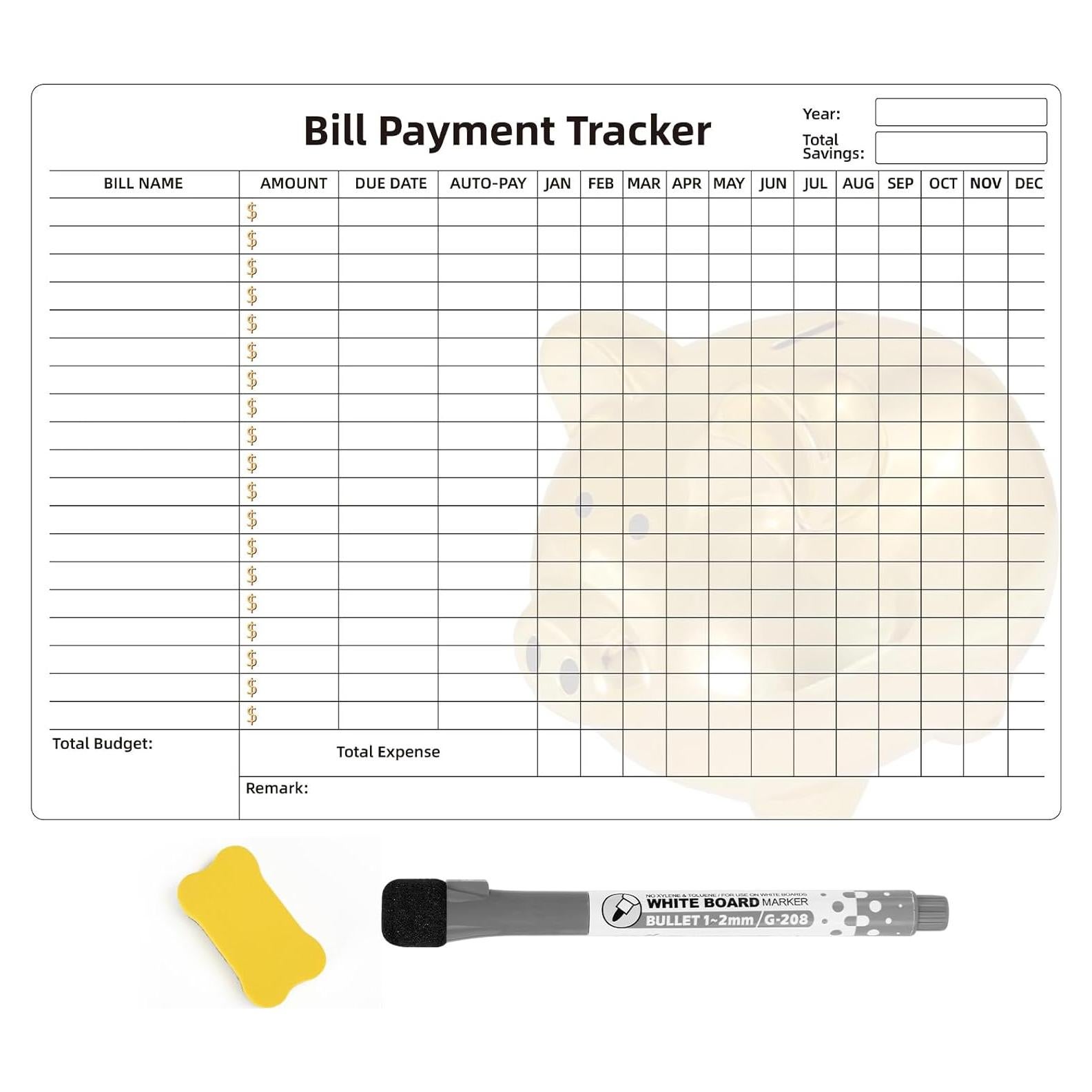 Rastreador de Pagos de Facturas Magnético Moorovgi 42x30cm