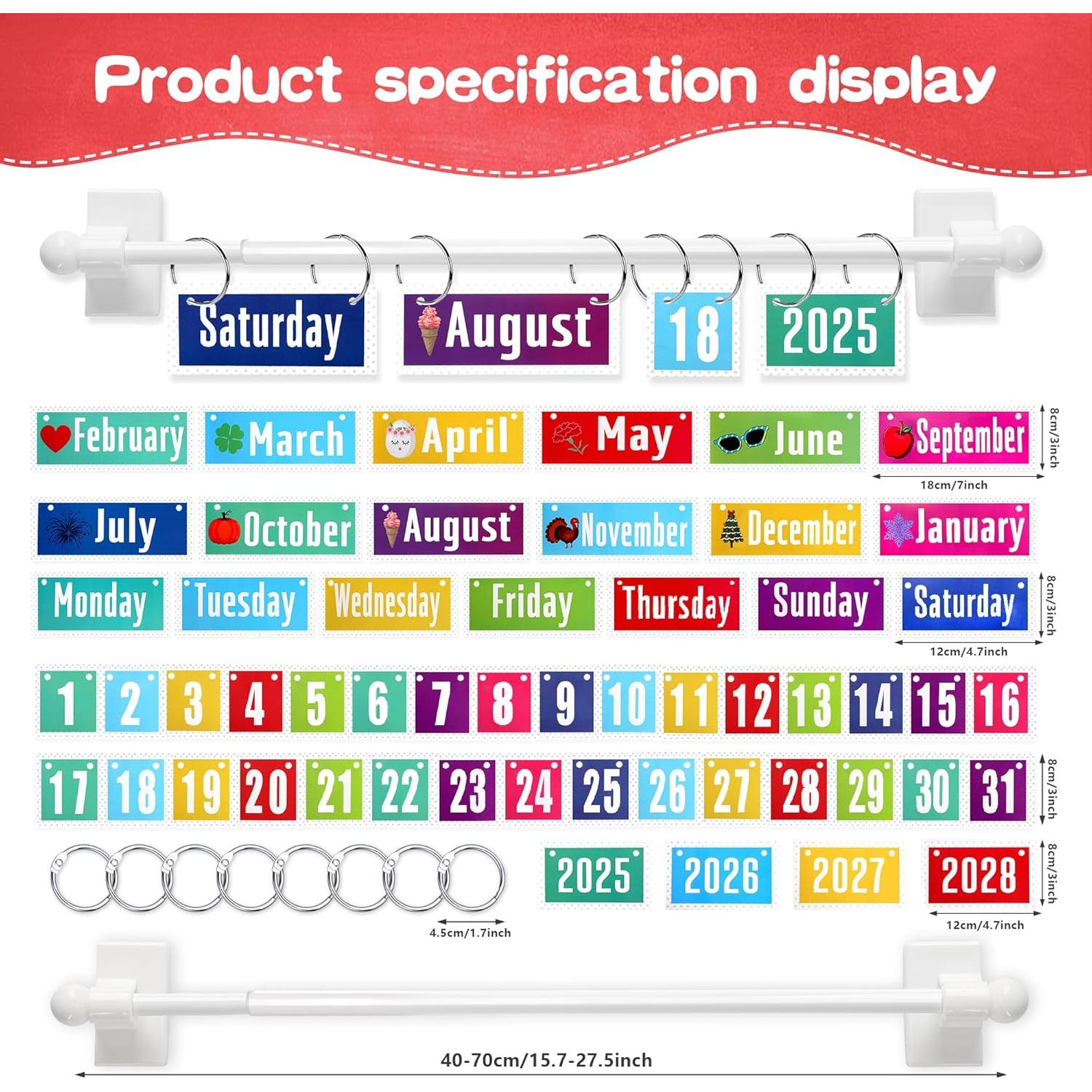 Calendario Magnético para Aula Haffy Colorido con Tarjetas