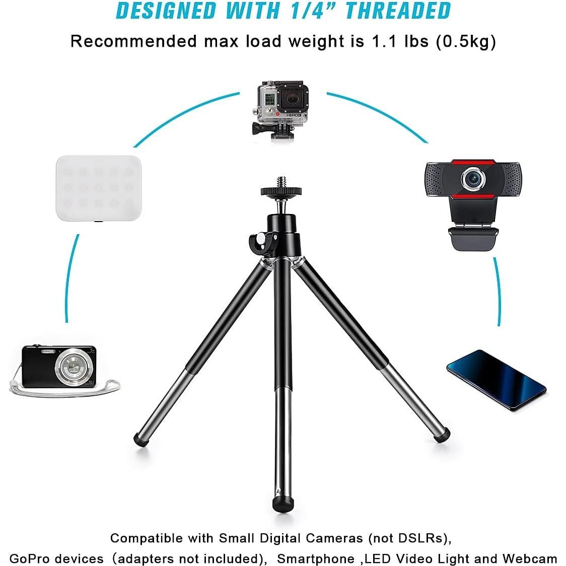 Mini Trípode Metálico TIGAYAN para Teléfono y Webcam Negro