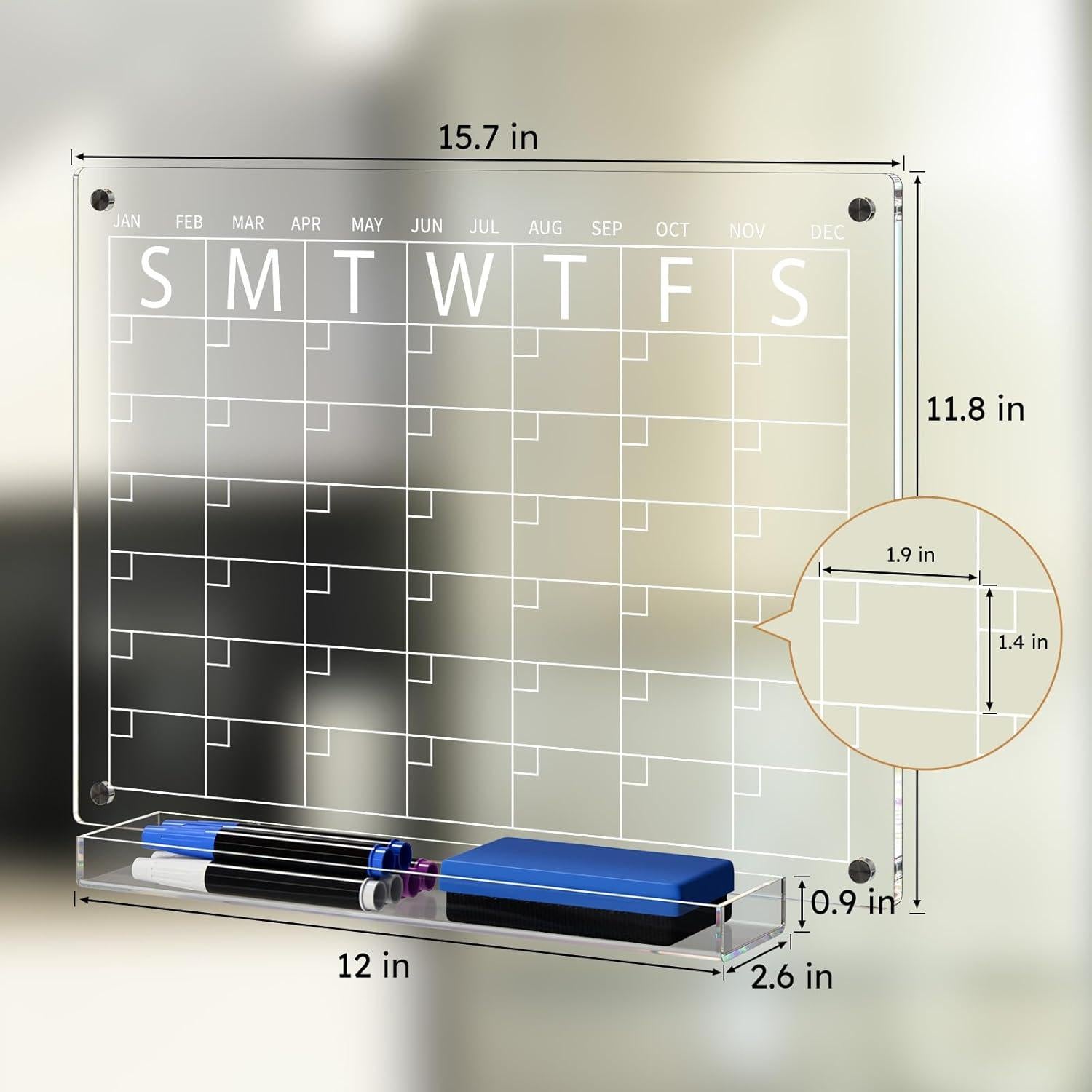 Pizarra Magnética AITEE 40x30 cm con Calendario y Memo