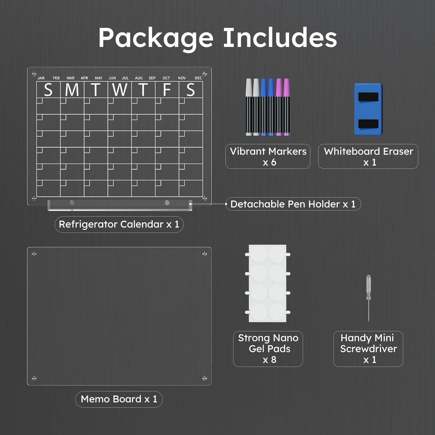 Pizarra Magnética AITEE 40x30 cm con Calendario y Memo