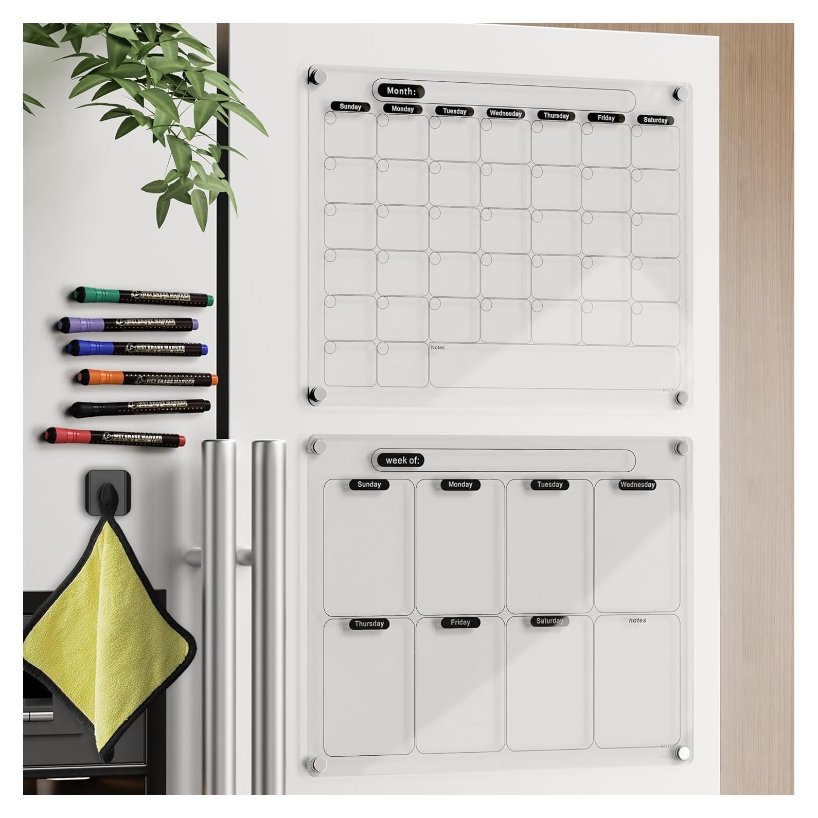 Calendario Magnético Acrílico Mag-Fancy para Nevera - Juego de 2