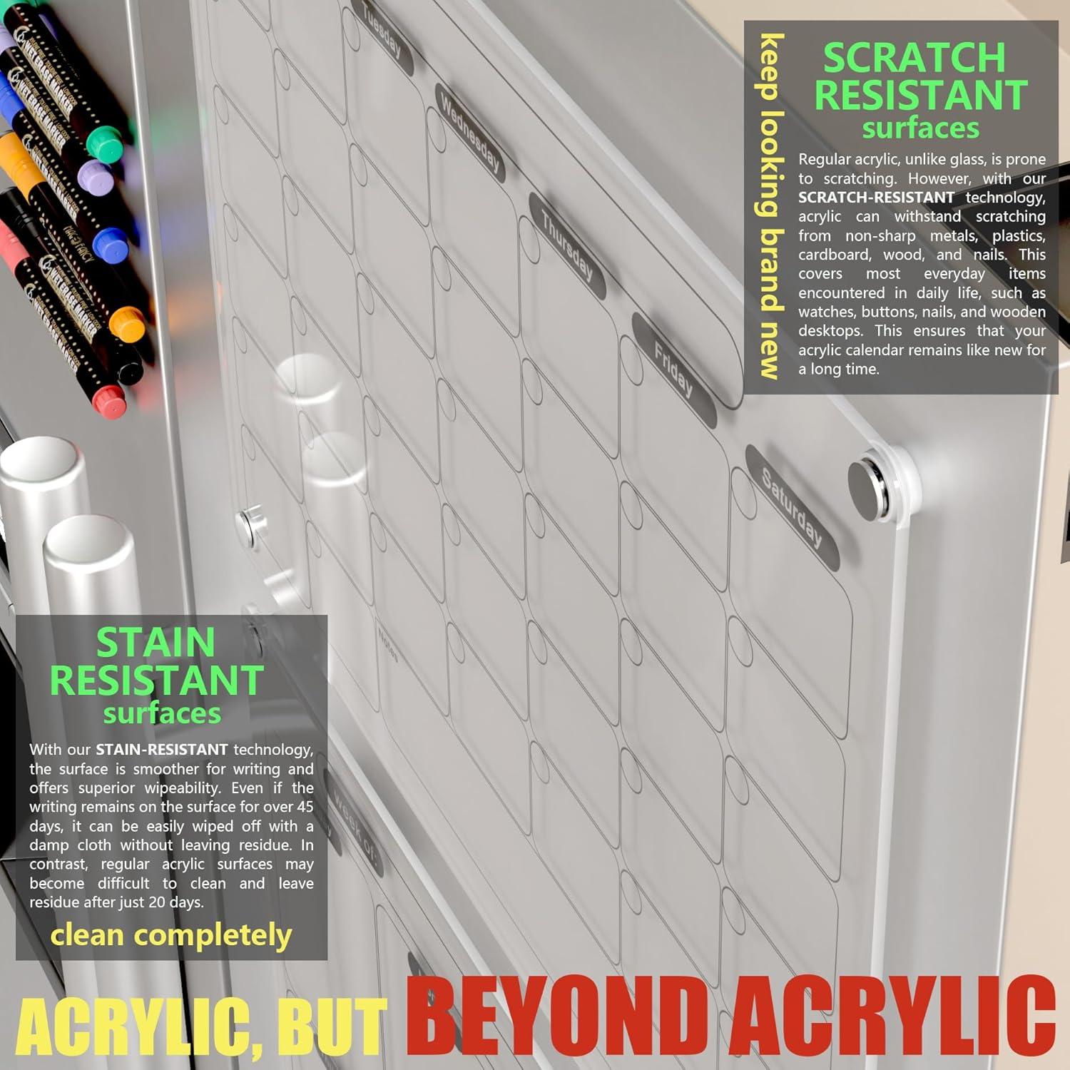 Calendario Magnético Acrílico Mag-Fancy para Nevera - Juego de 2