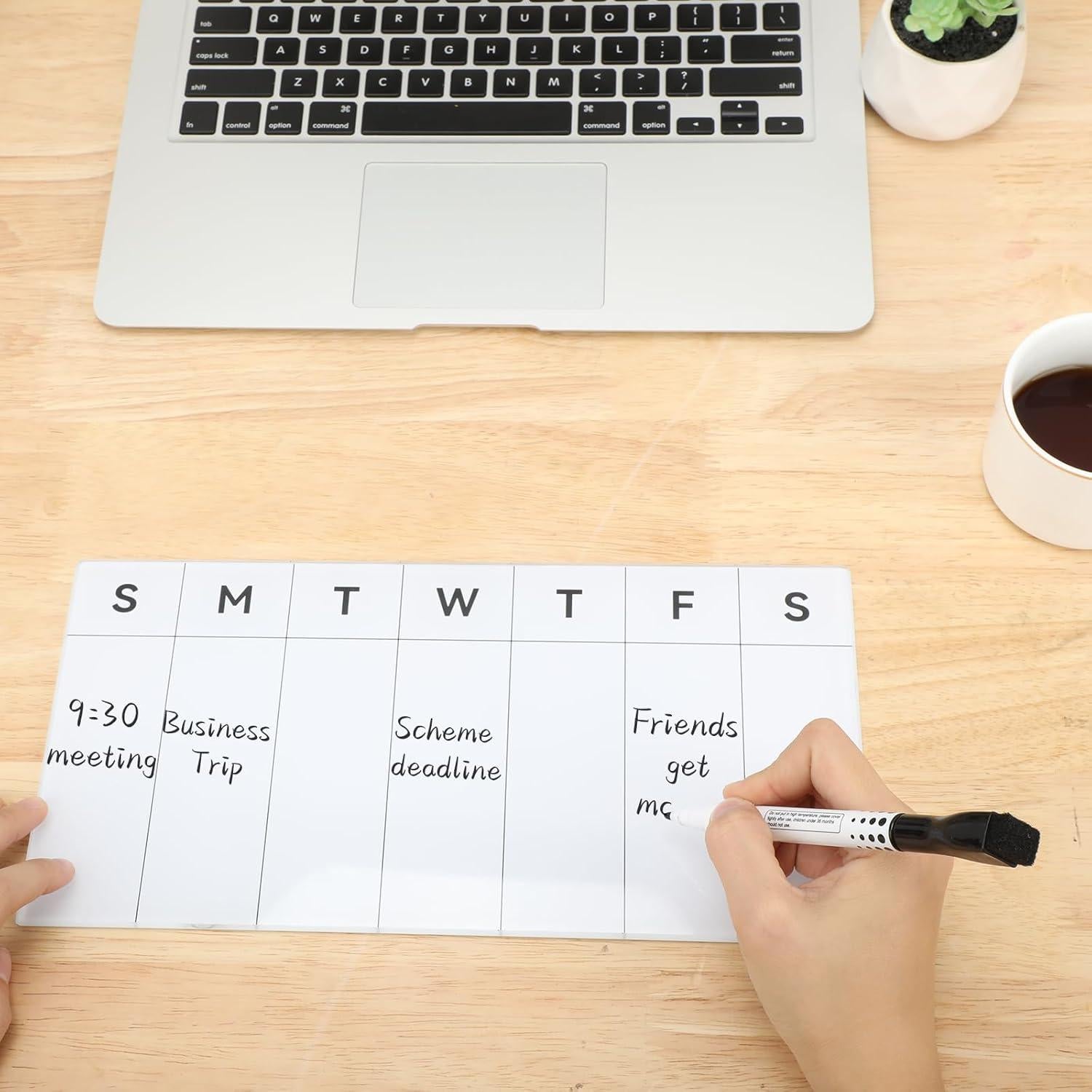 Pizarra Blanca Semanal Charmewood 30x15 cm Vidrio y Madera