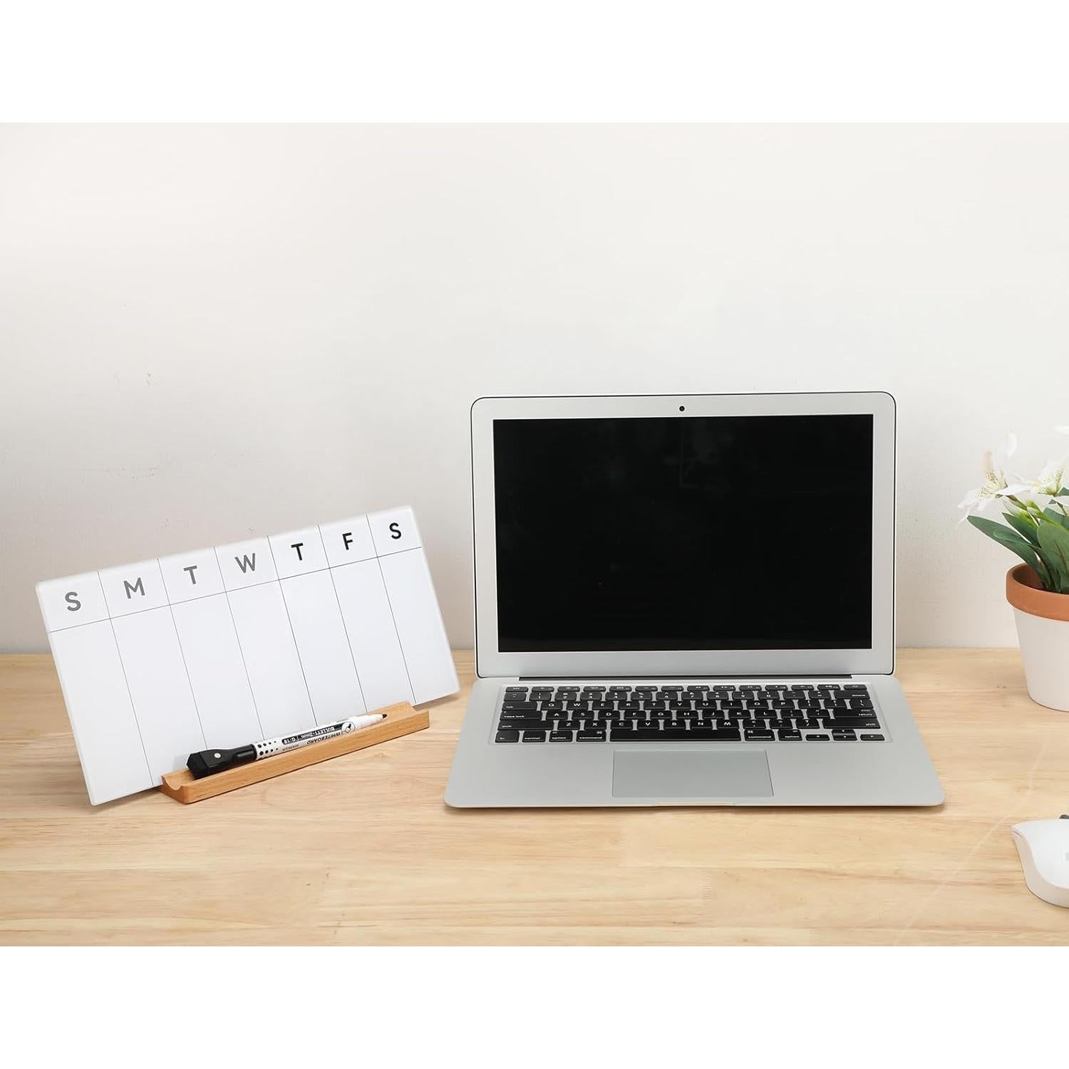 Pizarra Blanca Semanal Charmewood 30x15 cm Vidrio y Madera