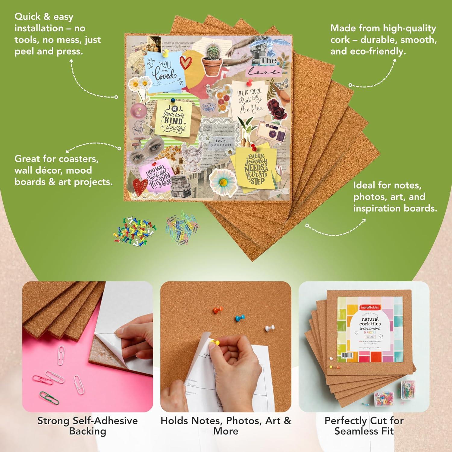 Baldosas de Corcho Autoadhesivas Incraftables 30x30 cm - 5 Piezas