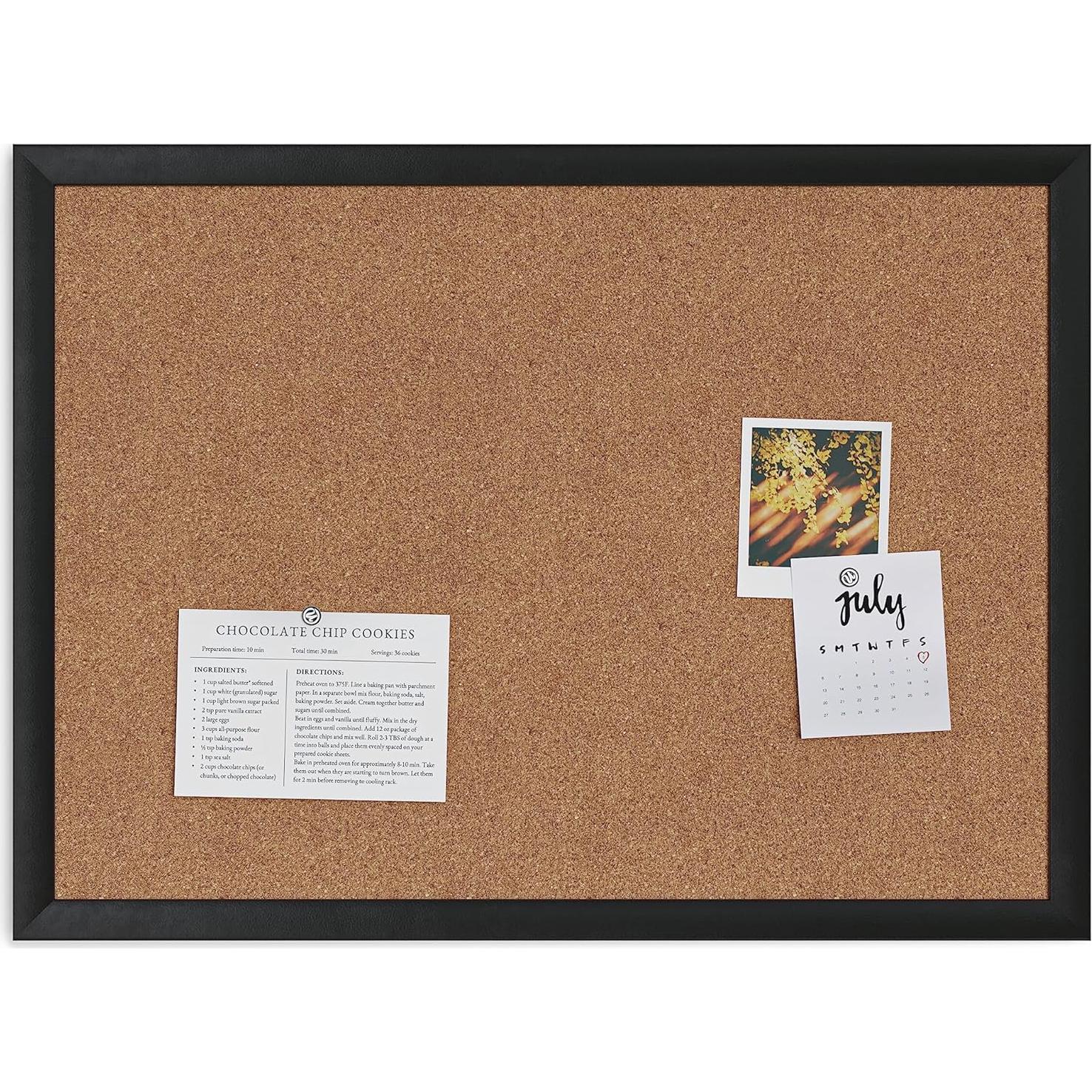 Tablero de Corcho U Brands 58.4x43.2 cm Marco Madera Negra