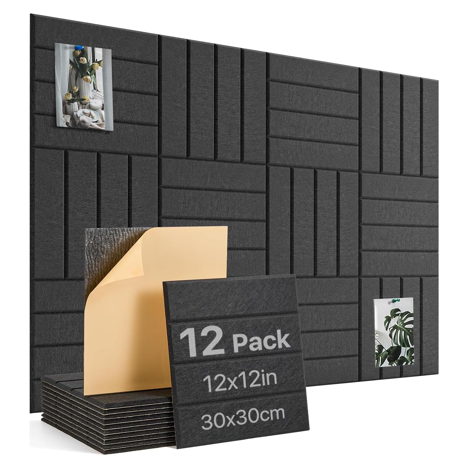 Tablero de Corcho Autoadhesivo Woovio 12 Piezas 30.48cm Negro