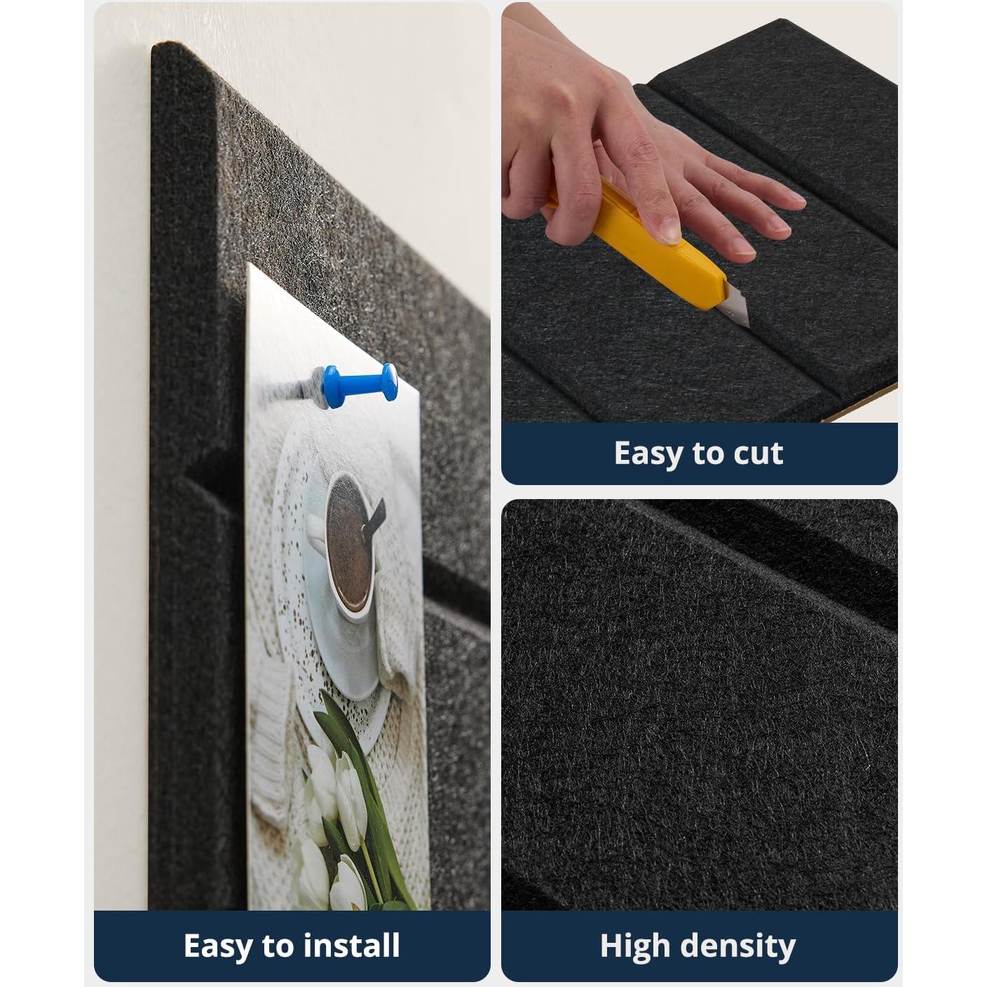 Tablero de Corcho Autoadhesivo Woovio 12 Piezas 30.48cm Negro