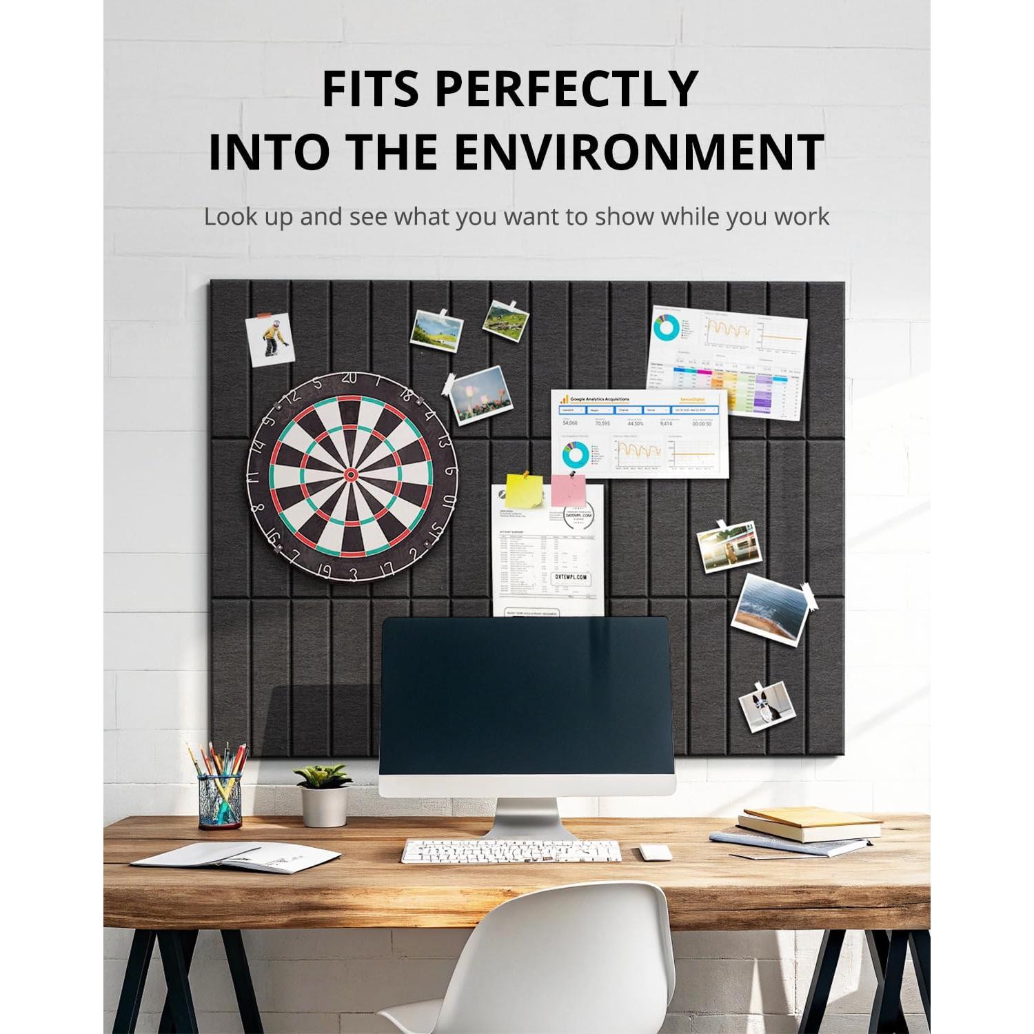 Tablero de Corcho Autoadhesivo Woovio 12 Piezas 30.48cm Negro