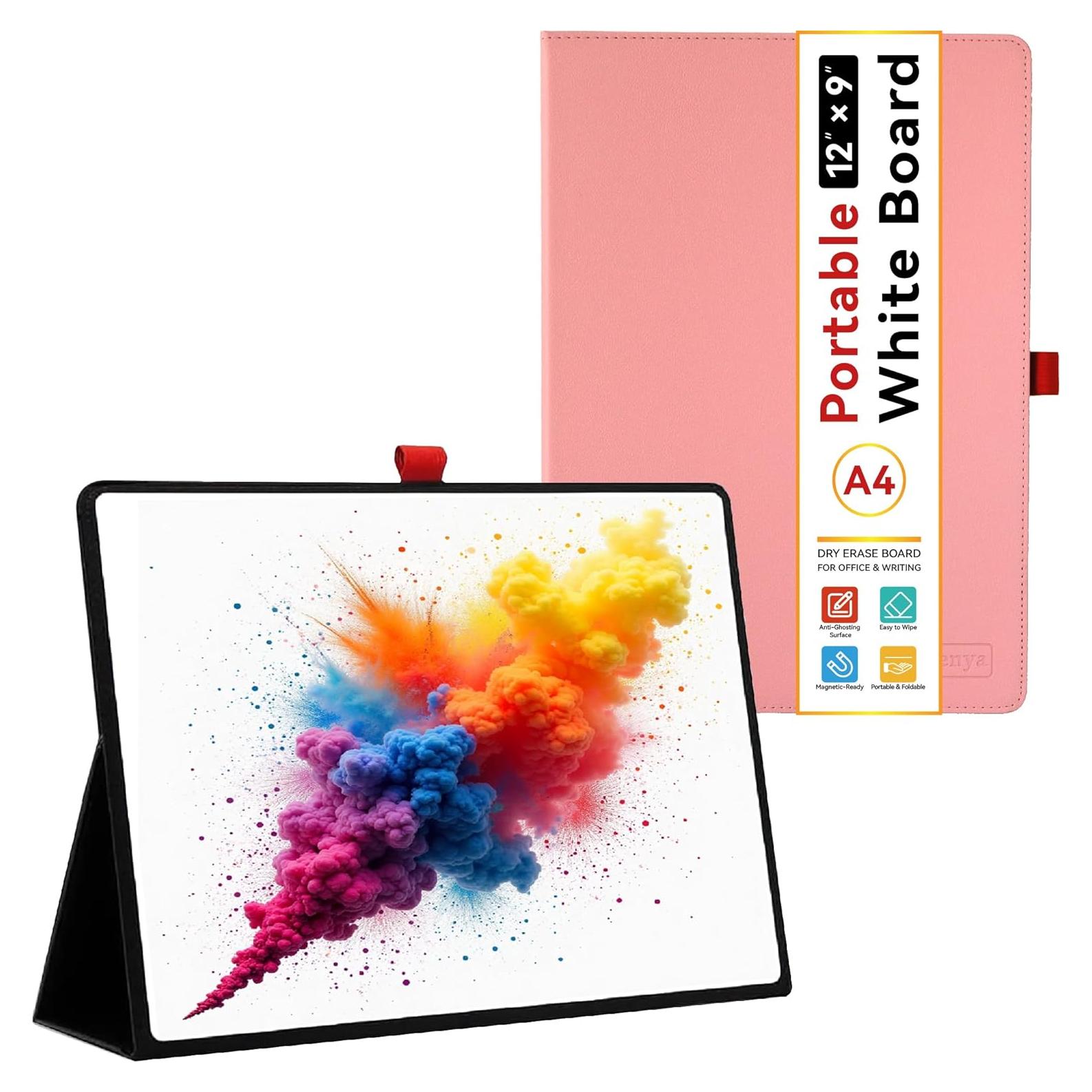 Pizarra Blanca Portátil A4 iNenya Rosa con Soporte Plegable