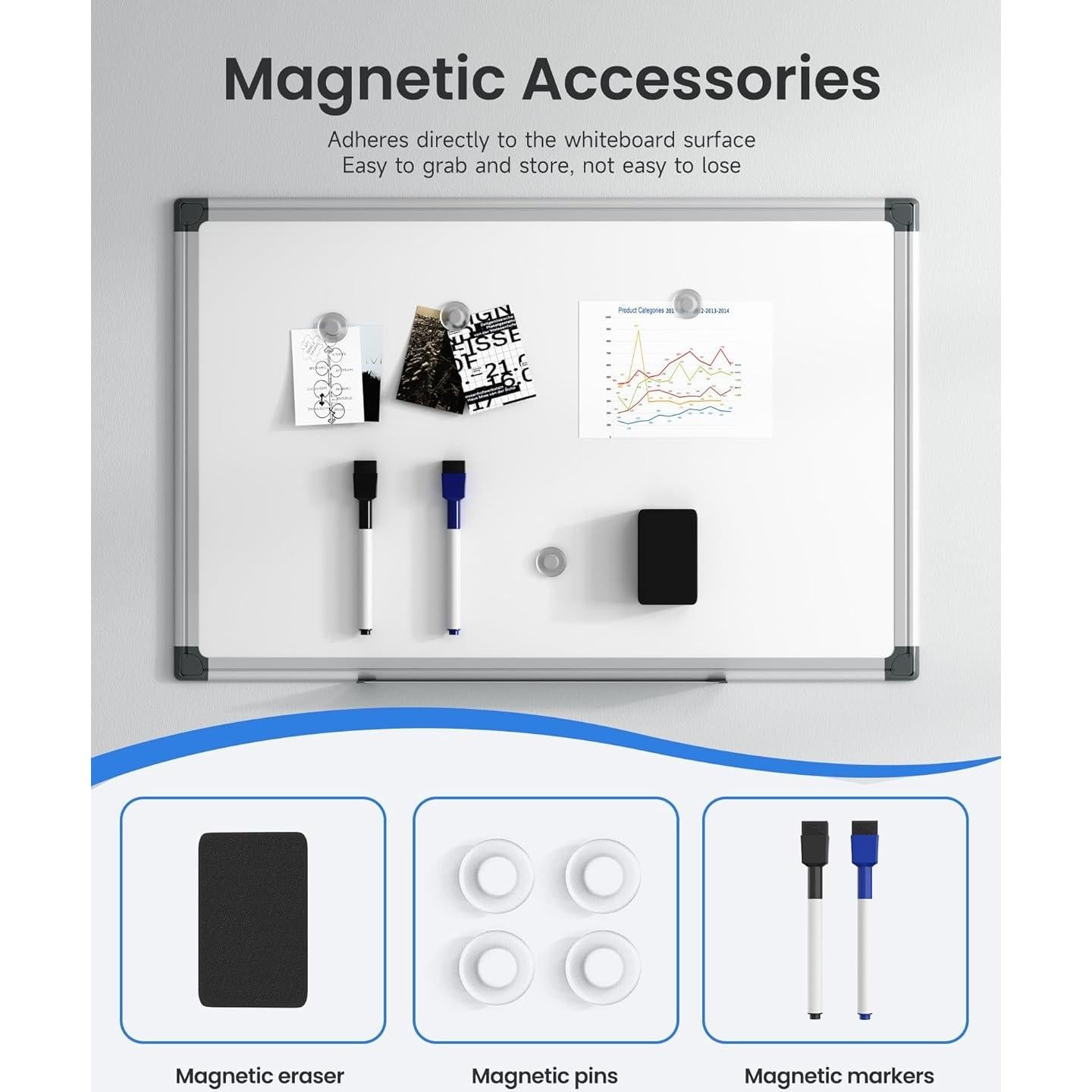 Pizarra Blanca Magnética VUSIGN 45.72x30.48cm con Accesorios