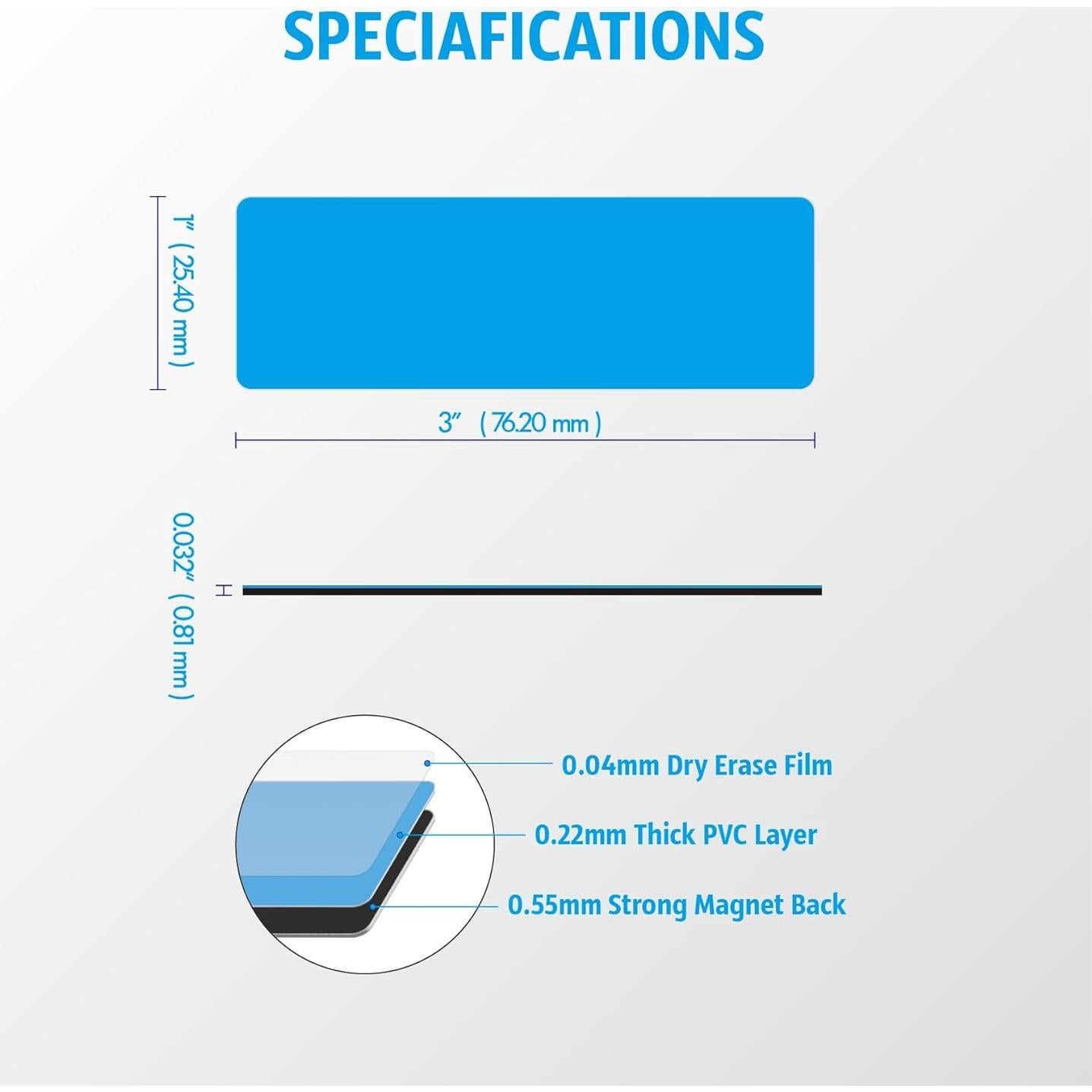 Etiquetas Magnéticas Borrables IMAGAME 7.6x2.5 cm Multicolor 60Pcs