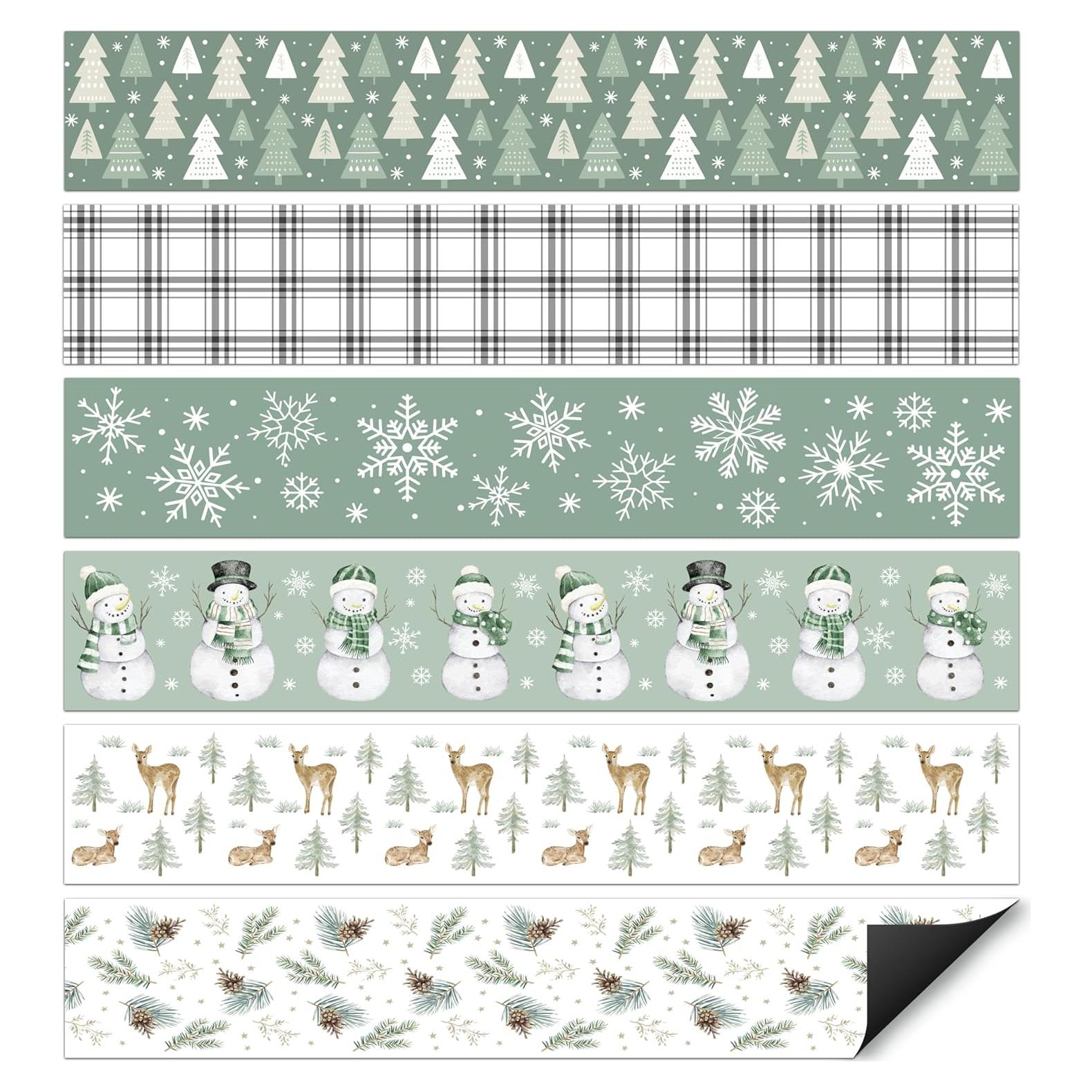 Juego de 24 Bordes Magnéticos Navideños CPicdn Verde Salvia