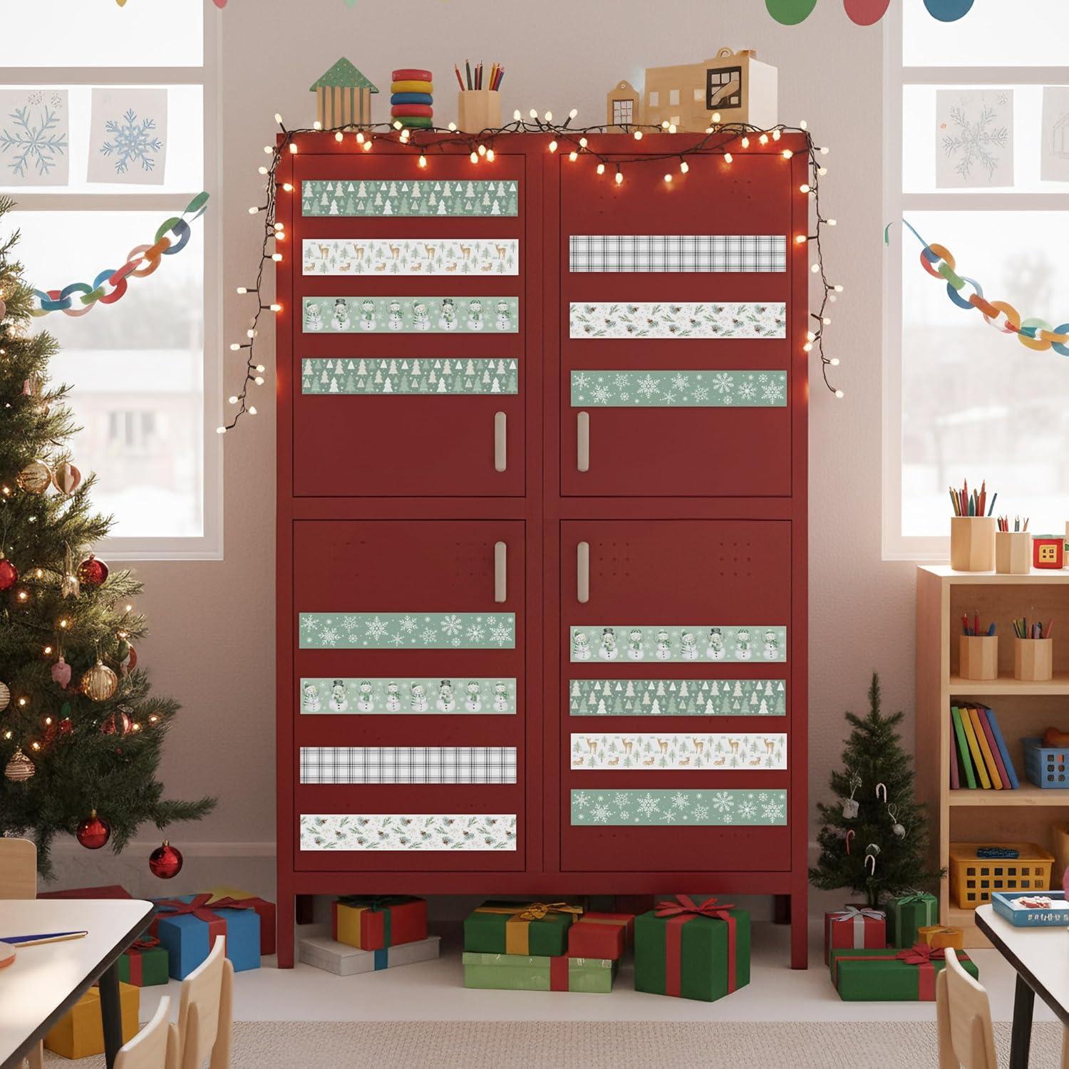 Juego de 24 Bordes Magnéticos Navideños CPicdn Verde Salvia