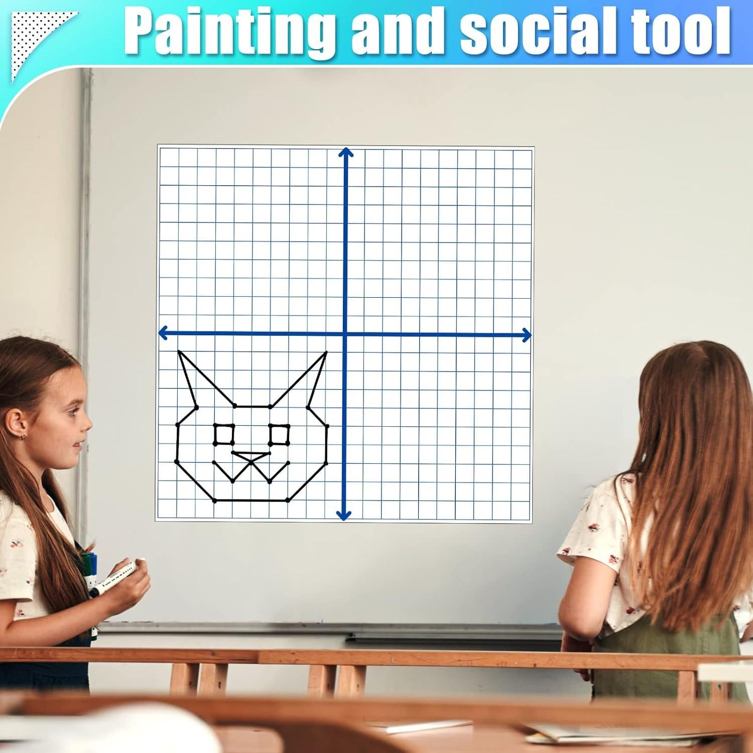 Pizarra Magnética Cuadrícula de Coordenadas Teling 66x66 cm