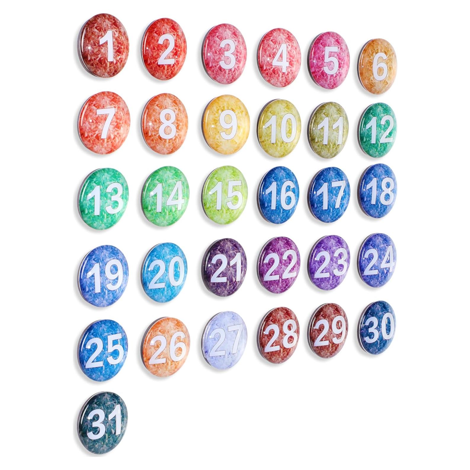 31 Números Magnéticos de Calendario Tellegloww 3.48 cm Vidrio