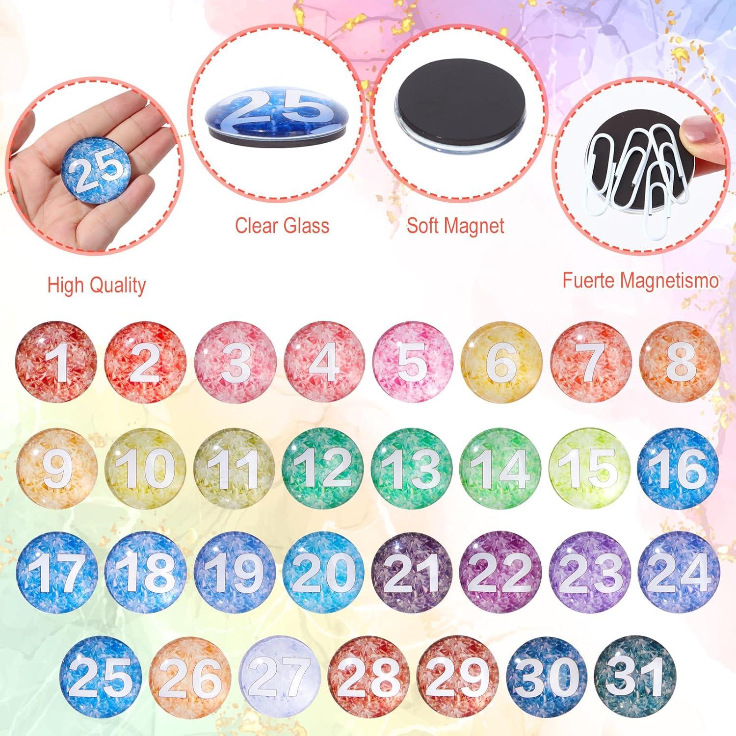 31 Números Magnéticos de Calendario Tellegloww 3.48 cm Vidrio