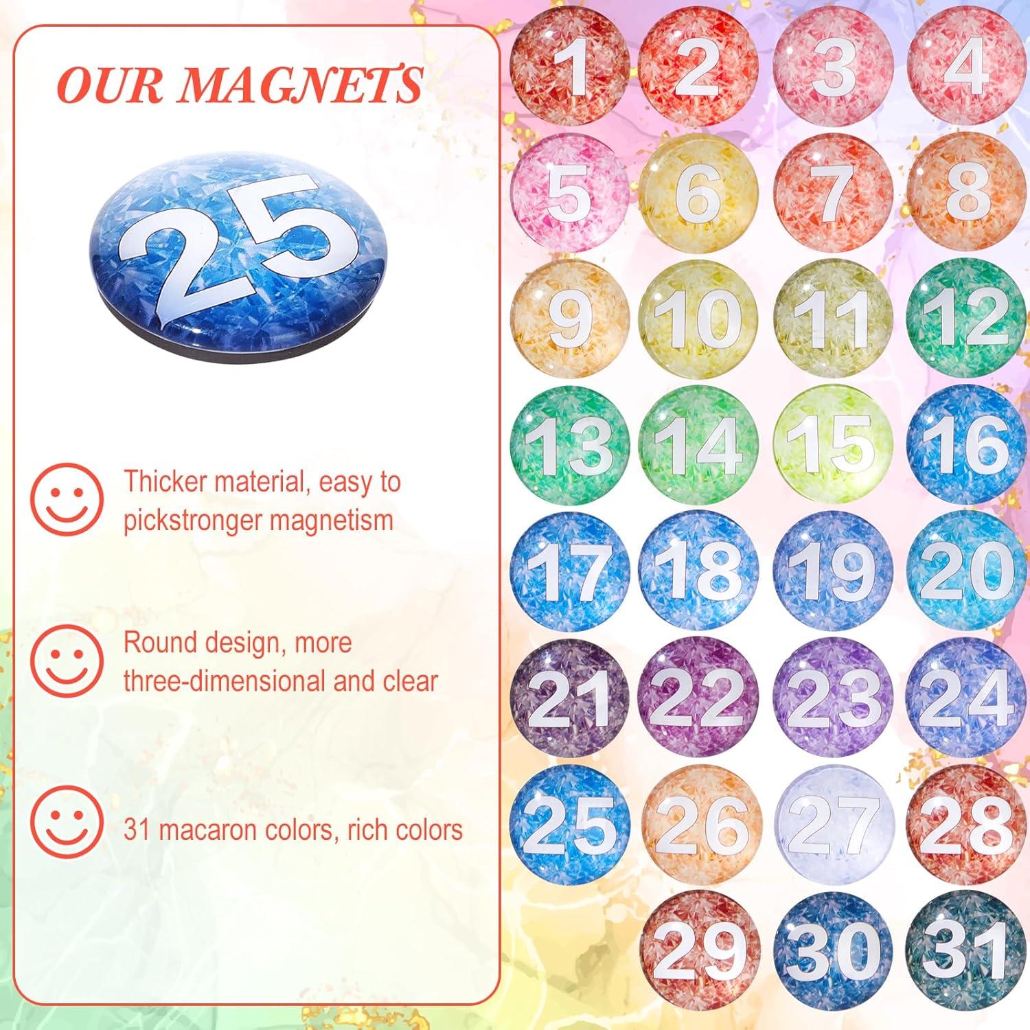 31 Números Magnéticos de Calendario Tellegloww 3.48 cm Vidrio