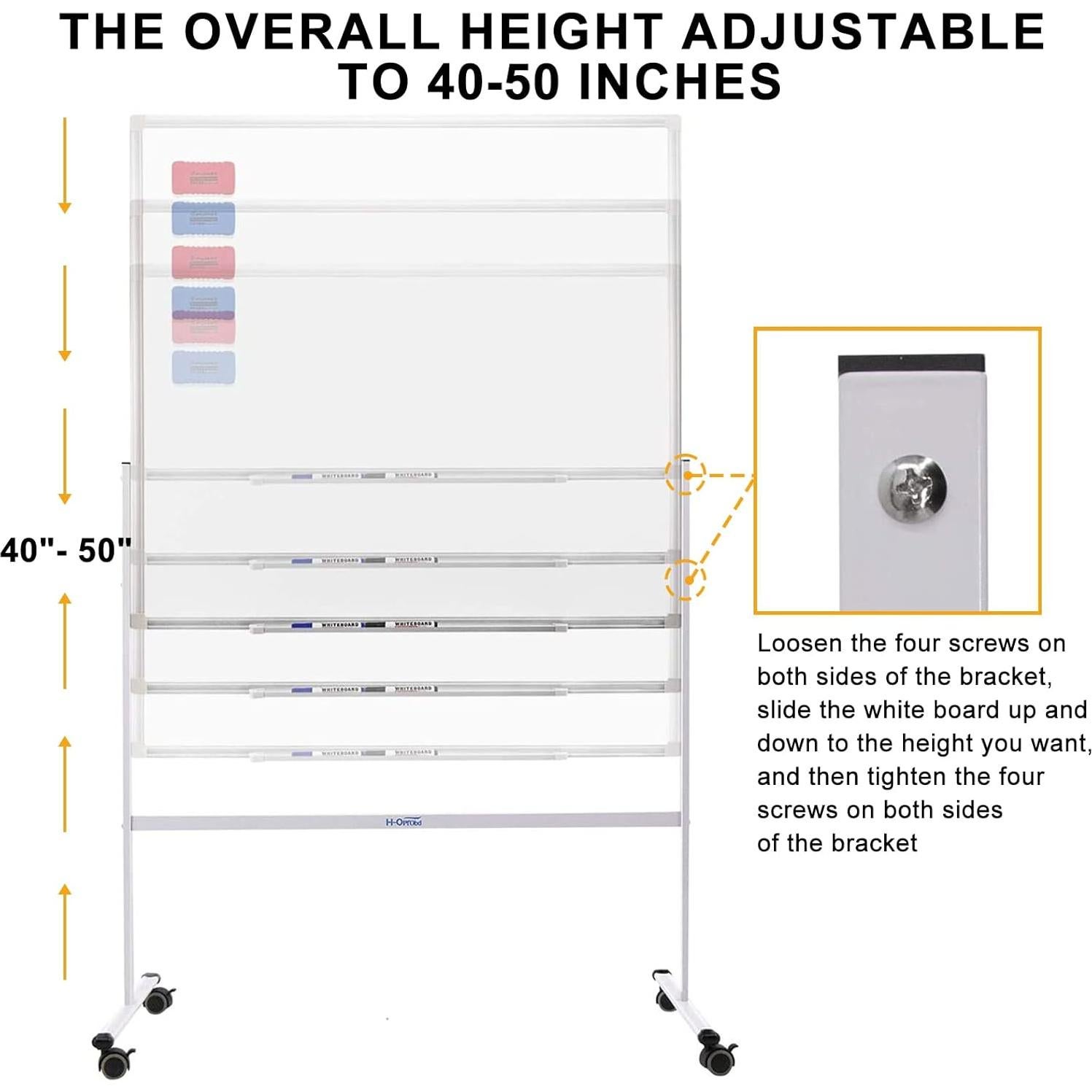 Pizarra Móvil Blanca H-Qprobd 91.4x61cm Doble Cara Ajustable