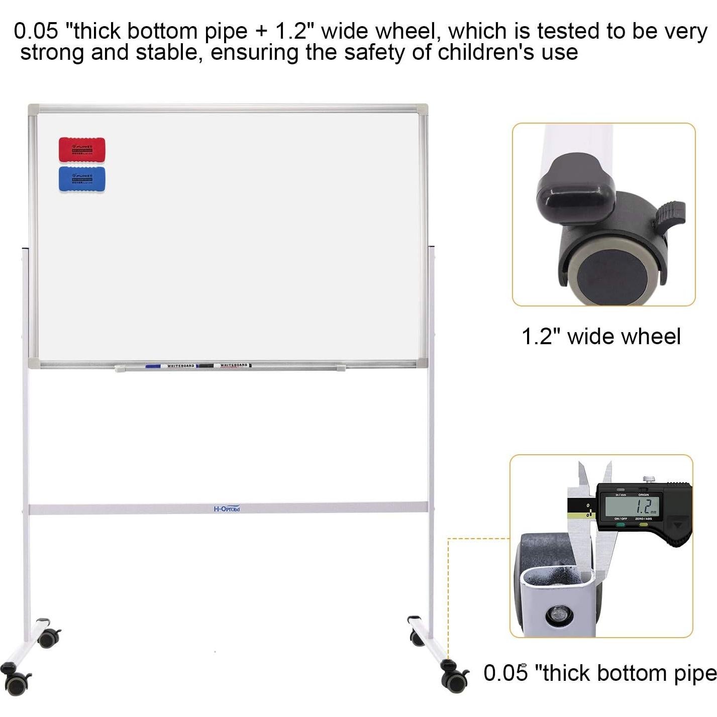 Pizarra Móvil Blanca H-Qprobd 91.4x61cm Doble Cara Ajustable