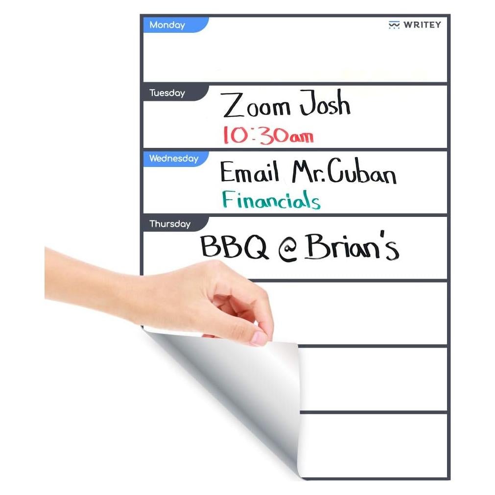 Calendario Semanal de Pizarra Blanca Writey 30x45 cm Autoadhesivo