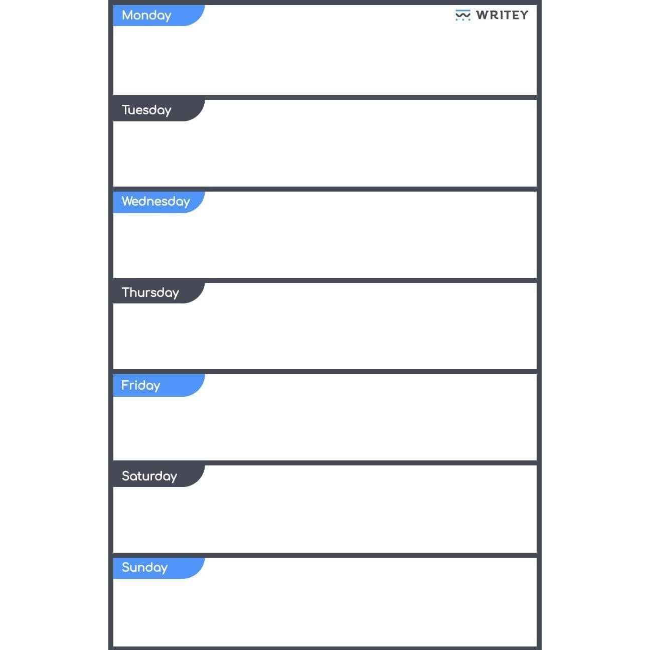 Calendario Semanal de Pizarra Blanca Writey 30x45 cm Autoadhesivo