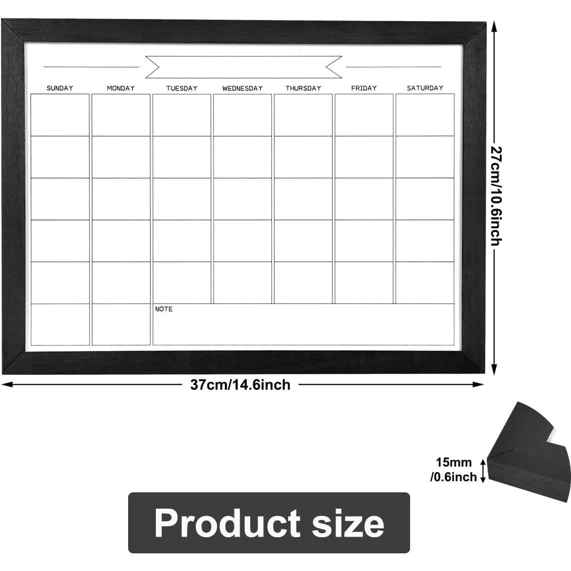 Calendario Mensual Borrado en Seco TORASO 27 x 37 cm Negro
