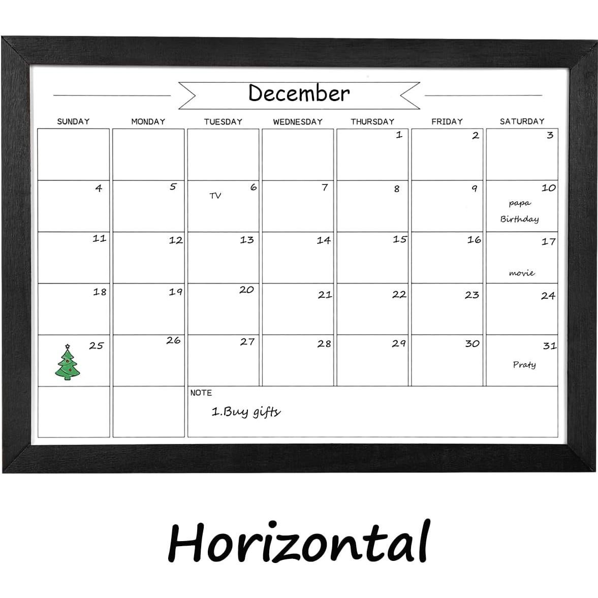 Calendario Mensual Borrado en Seco TORASO 27 x 37 cm Negro