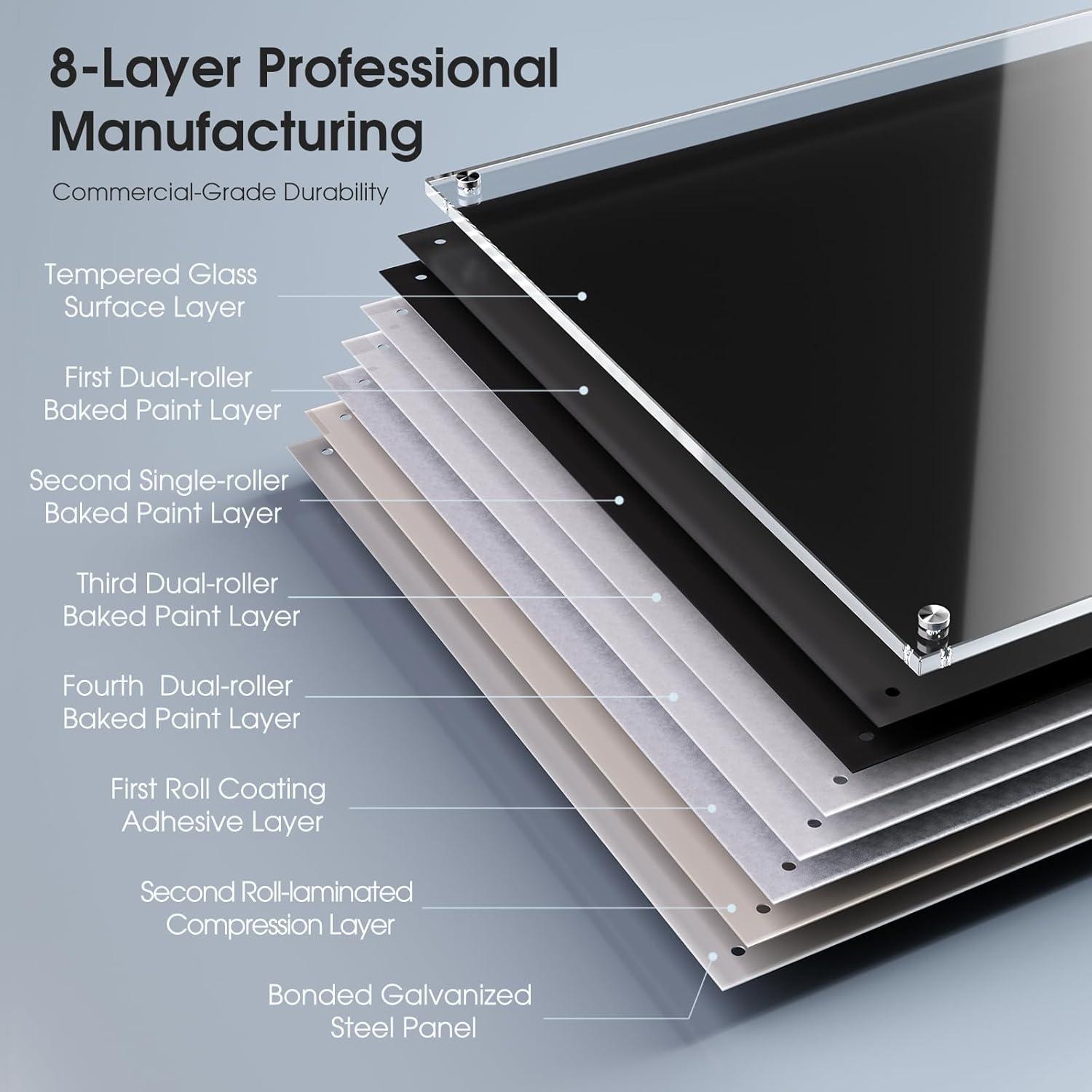 Pizarra Magnética de Vidrio MaxGear 91x61 cm Negra con Accesorios