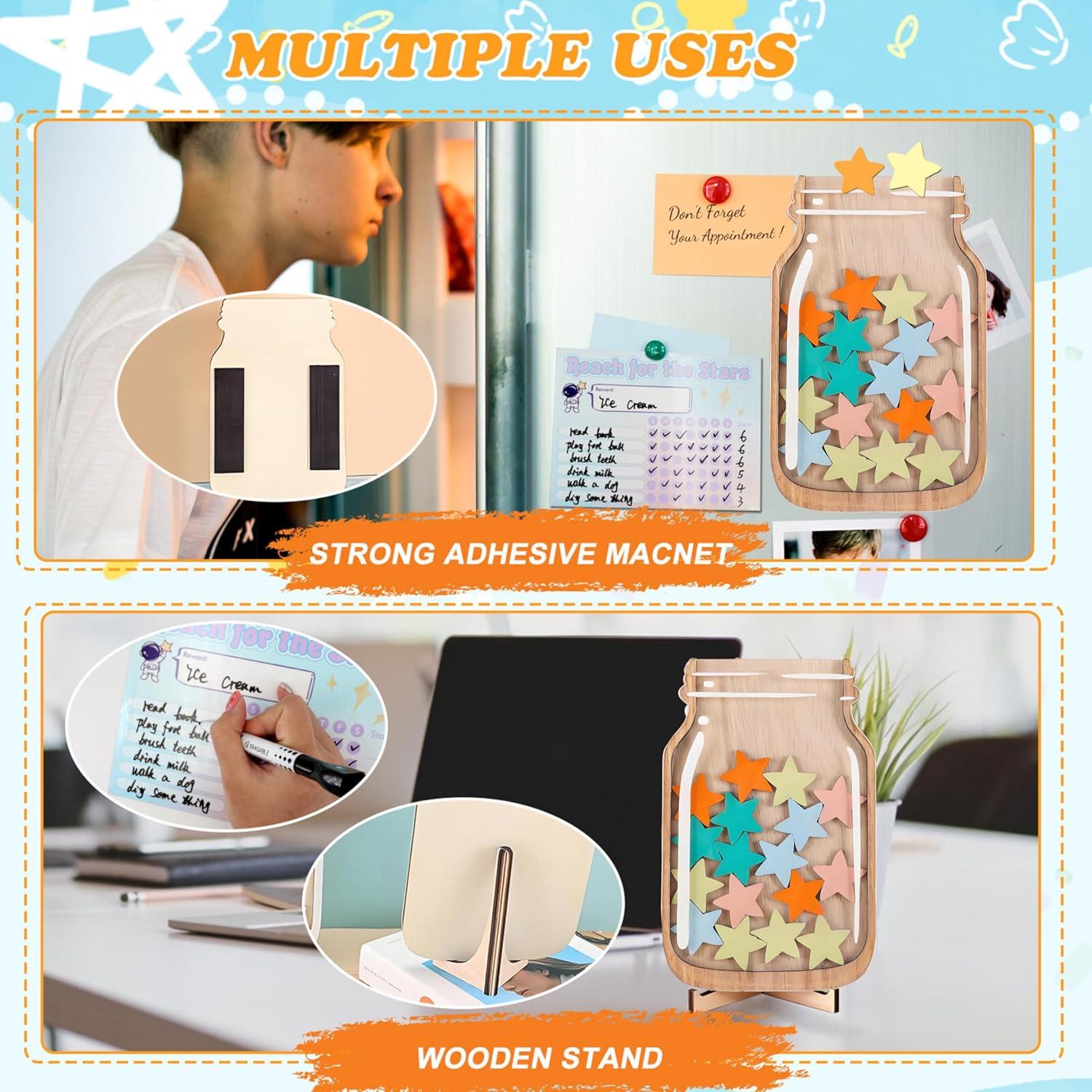 Tarro de Recompensas Magnético Genérico Madera Natural 15x20cm