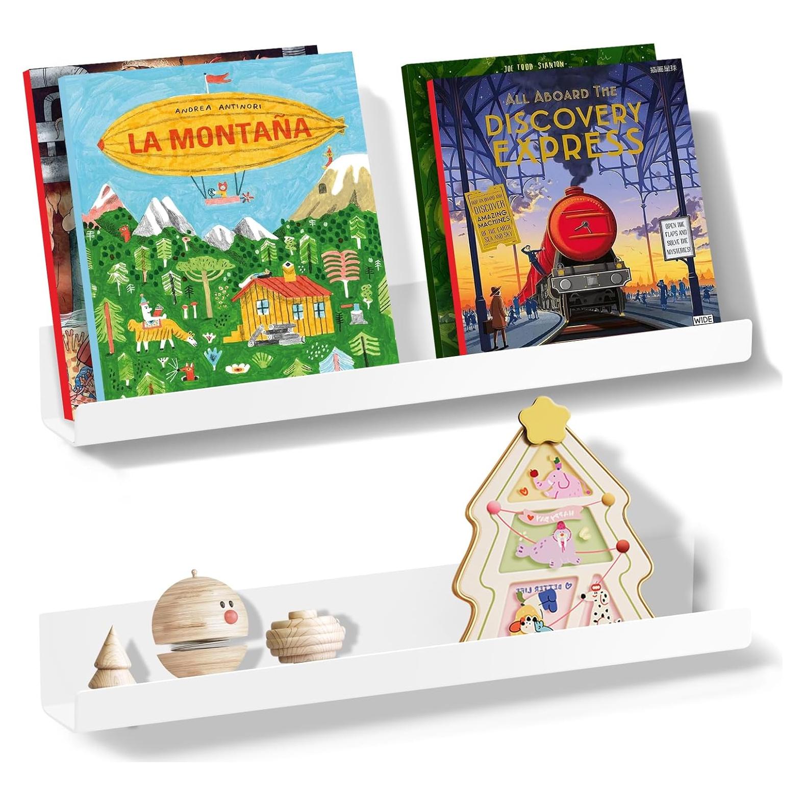 Estantes Magnéticos PruQuaiy - Paquete de 2, 42.9x5.1cm, Blanco