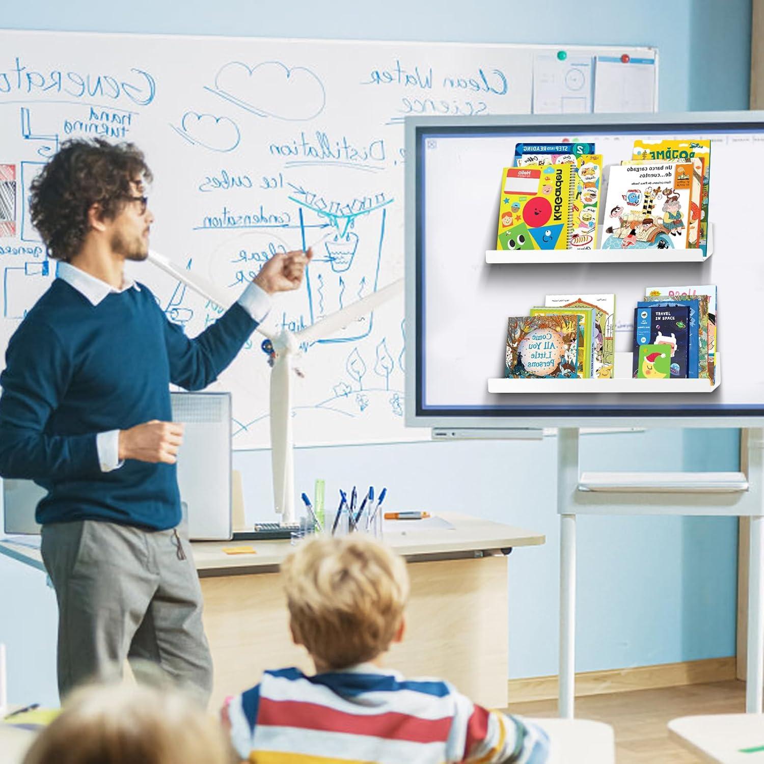 Estantes Magnéticos PruQuaiy - Paquete de 2, 42.9x5.1cm, Blanco