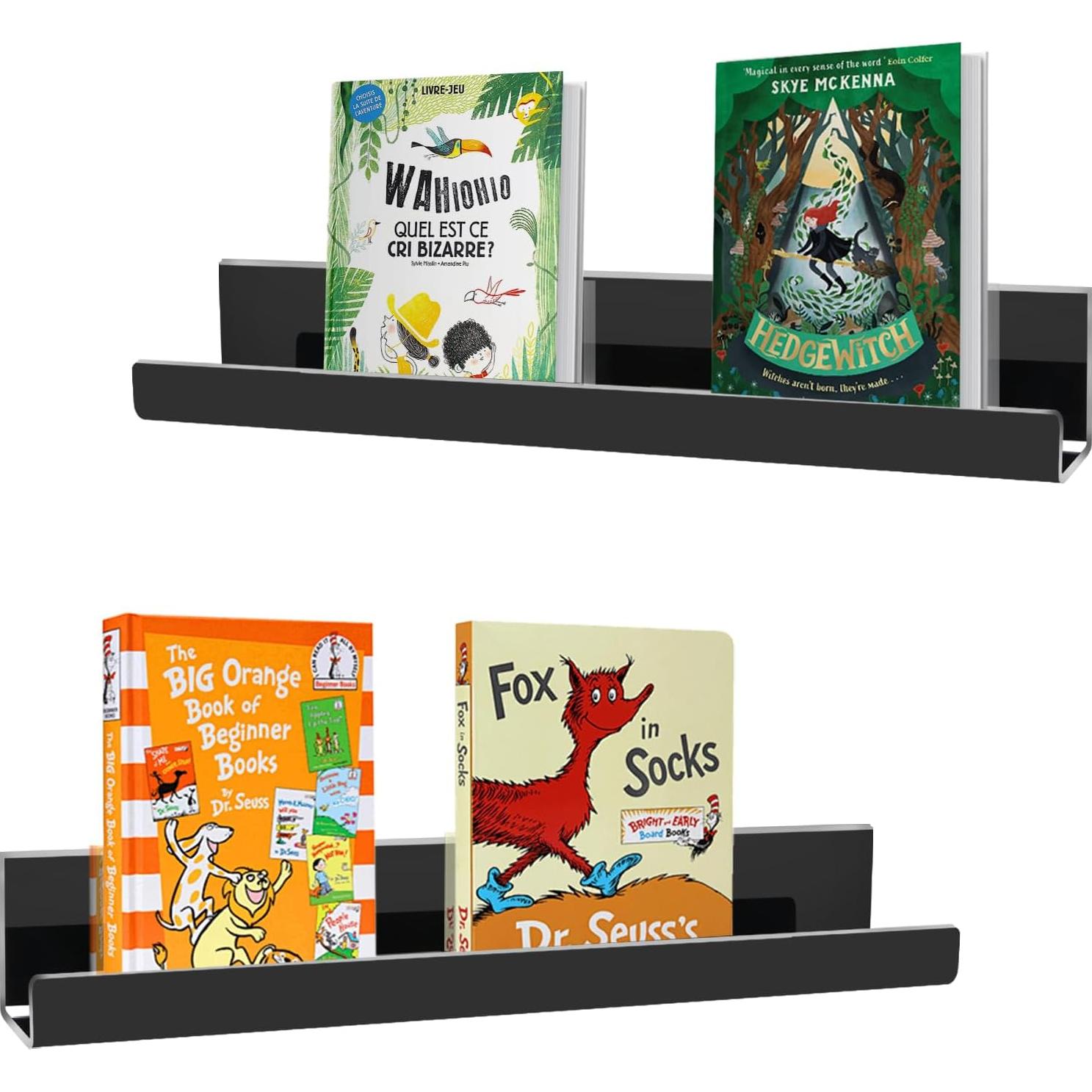 Estantes Magnéticos KRYPTNXS para Libros - Paquete de 2, Negro