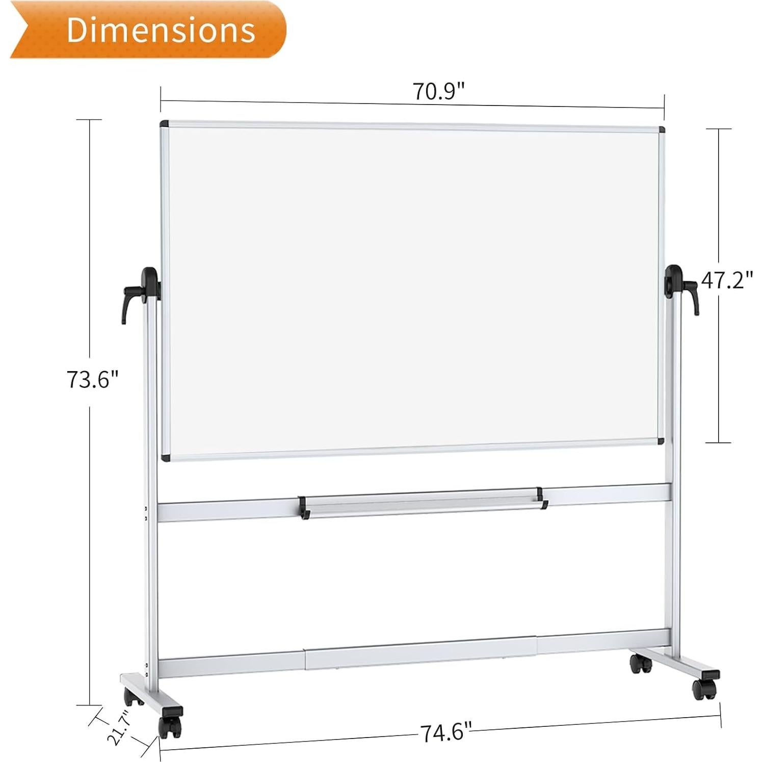 Pizarra Blanca Móvil Doble Cara VIZ-PRO 180x120 cm Magnética