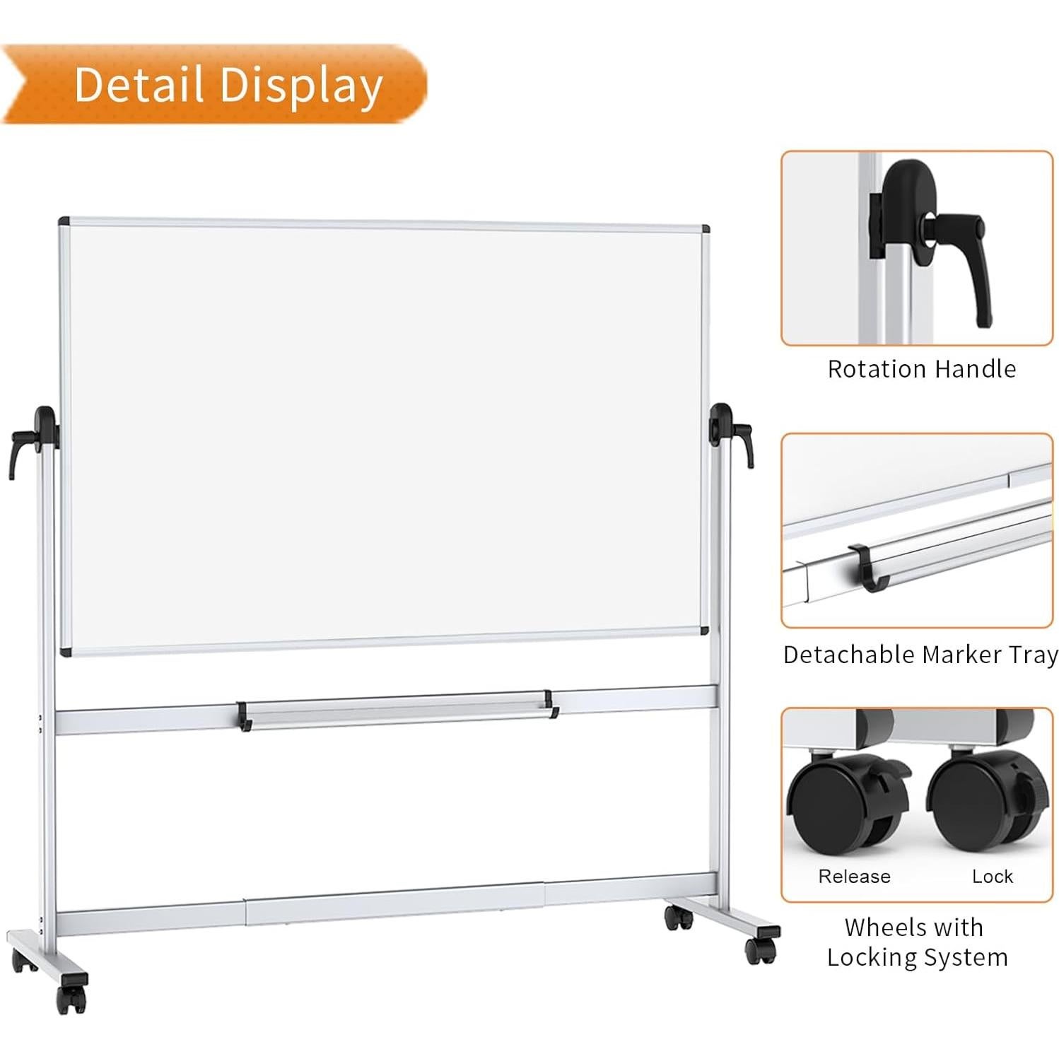 Pizarra Blanca Móvil Doble Cara VIZ-PRO 180x120 cm Magnética