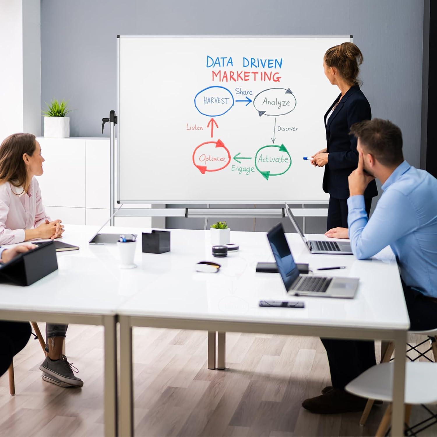 Pizarra Blanca Móvil Doble Cara VIZ-PRO 180x120 cm Magnética