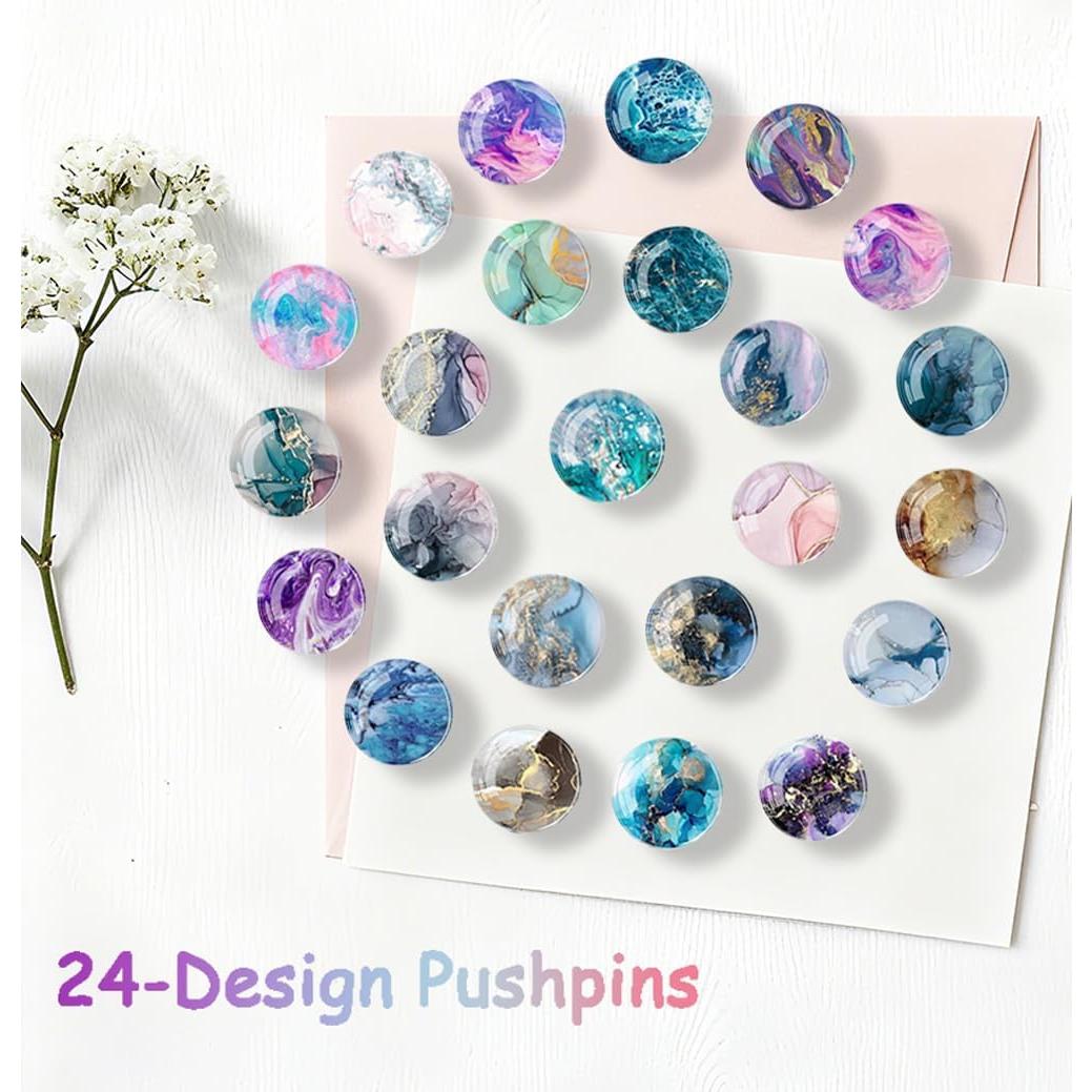 Chinchetas Decorativas Tandarui Patrón Mármol - 24 Piezas