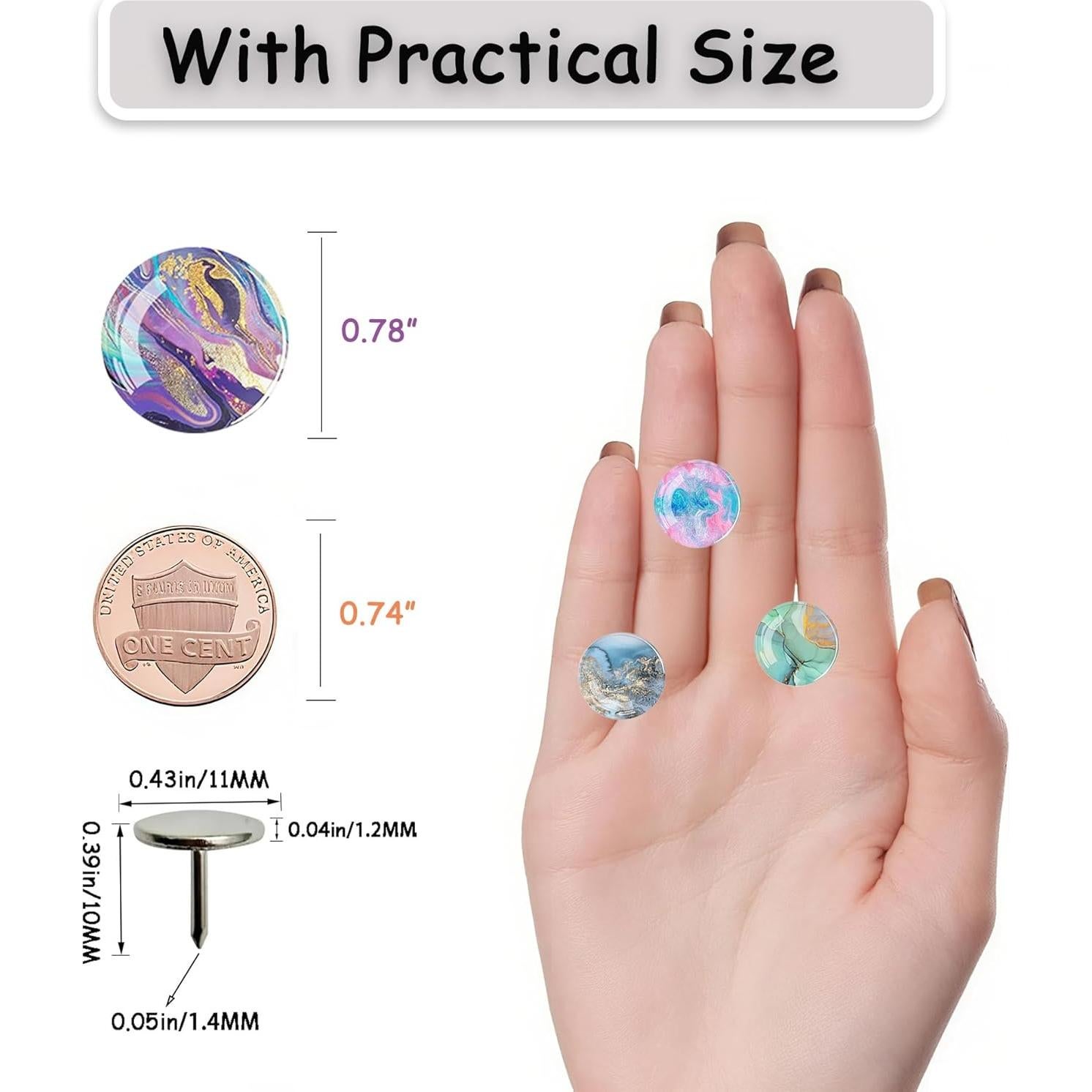 Chinchetas Decorativas Tandarui Patrón Mármol - 24 Piezas