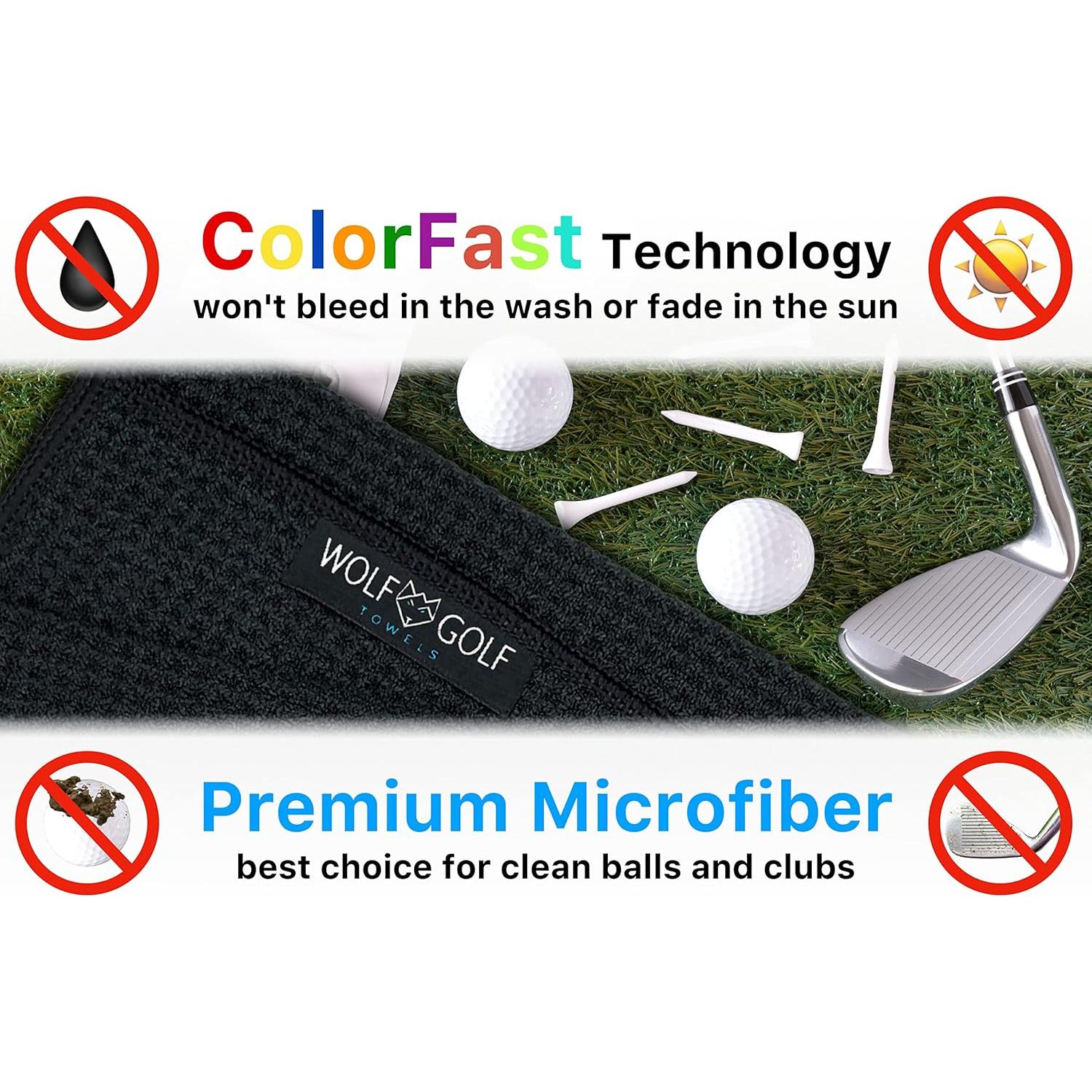 Toalla de Golf Wolf | Microfibra 54.6x40.6 cm | Hecho en EE. UU.