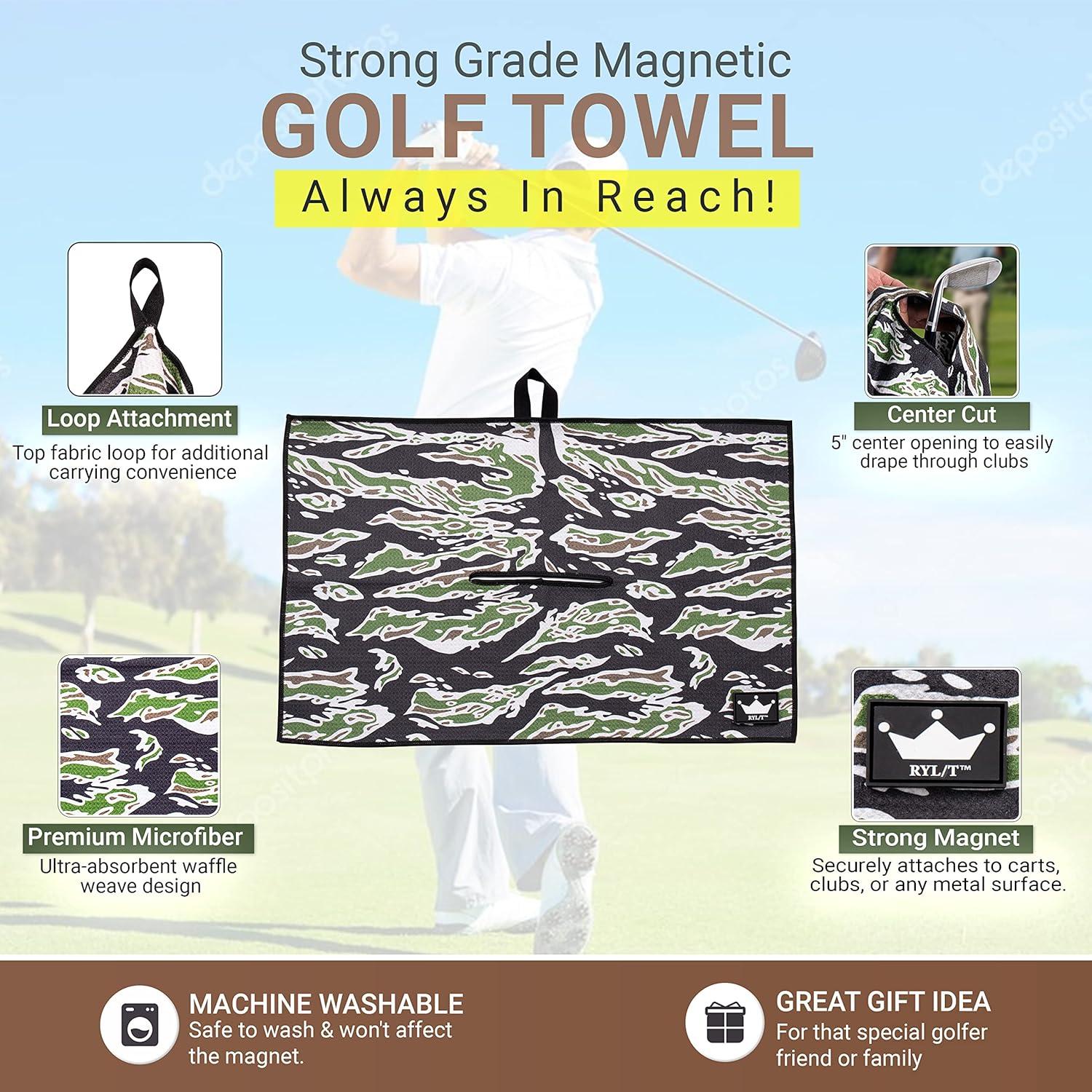 Toalla de Golf Magnética RYL/T Microfibra 55.88x35.56cm Camo Tigre