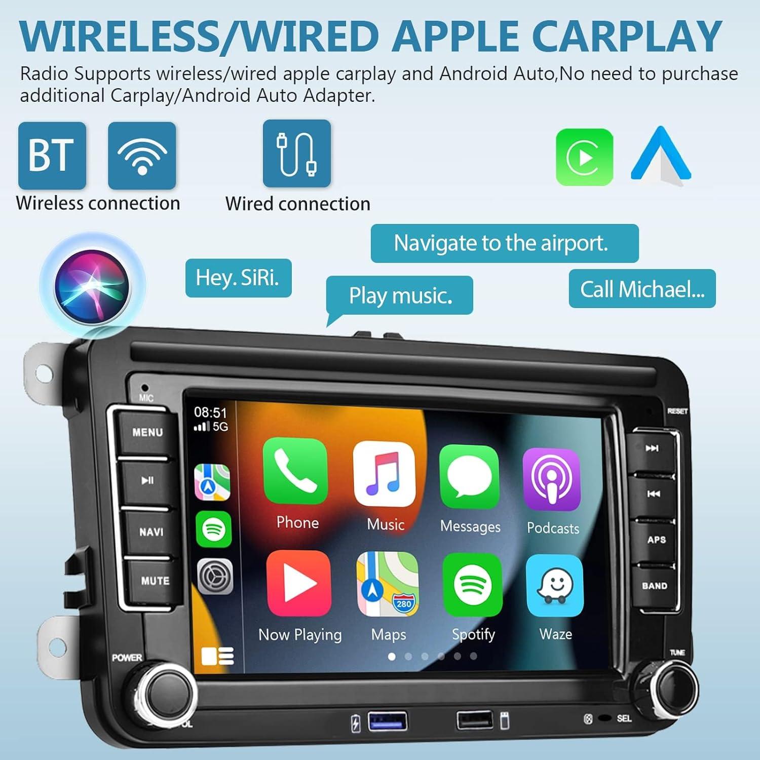 Estéreo de Coche Podofo 7" Android 13 GPS Bluetooth Carplay